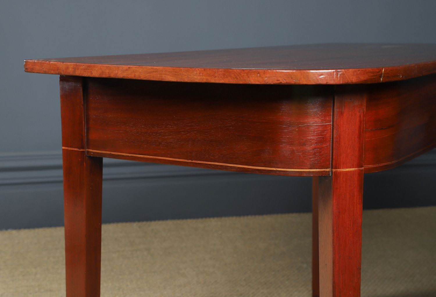 Furniture English Pair Of Georgian Mahogany Console Side Hall Occasional D Shaped End Tables (Circa 1800) photo