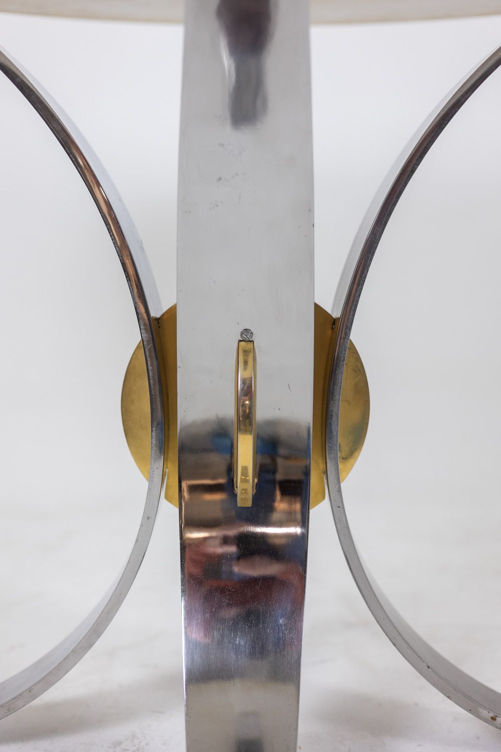 Table In White Marble And Chrome And Gold Metal. 1970s. photo buy