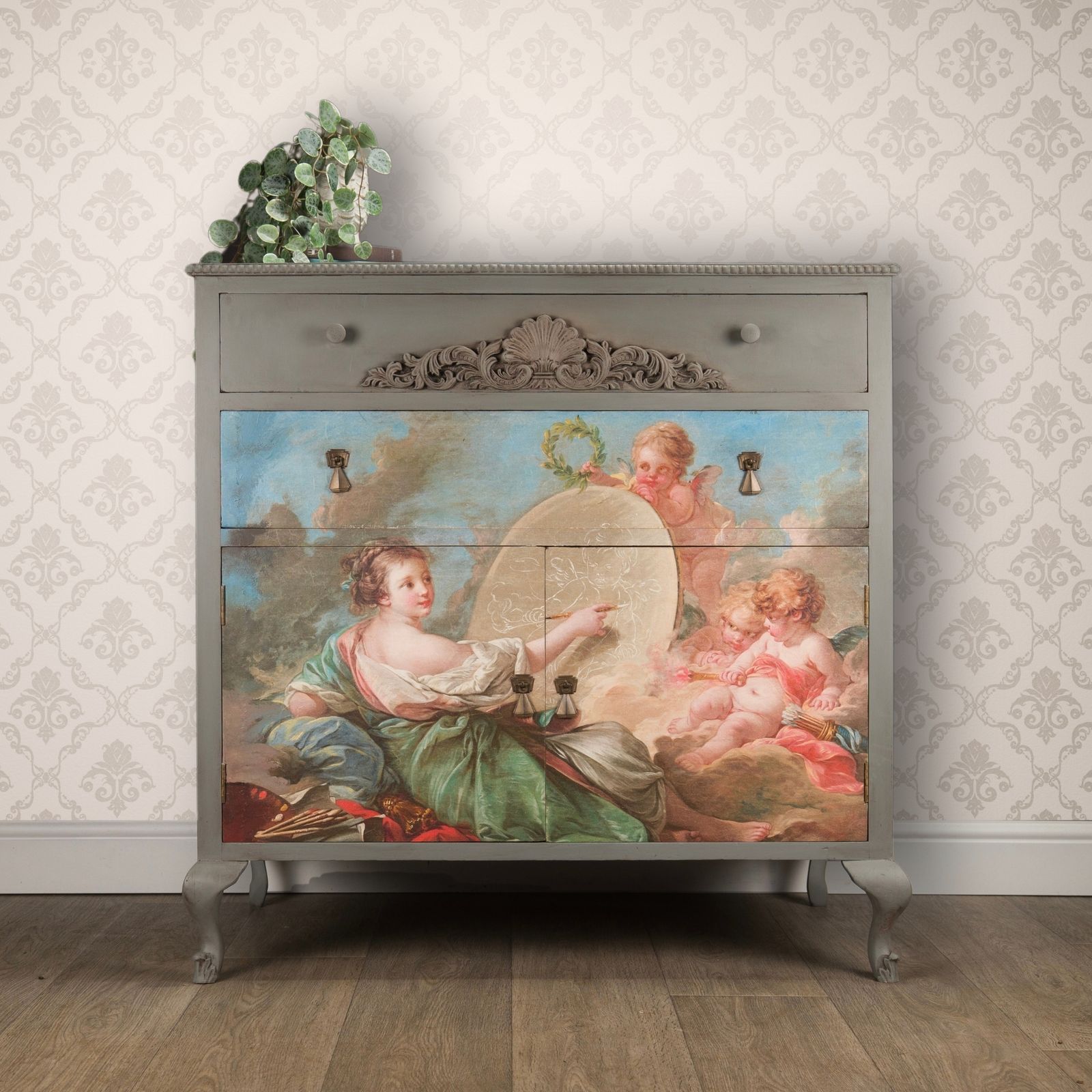 Upcycled Decoupage Cabinet