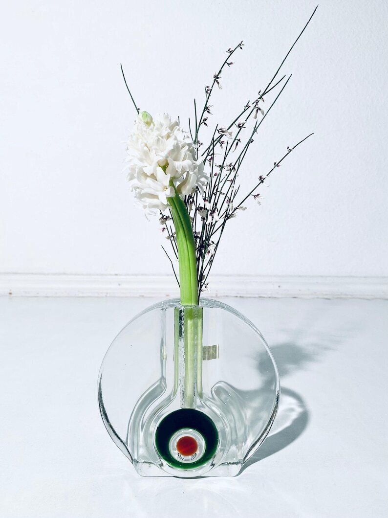 1960s Walther Solifleur Crystal Glass Vase / Heiner Düsterhaus / Vintage Mid Century German Design photo for sale