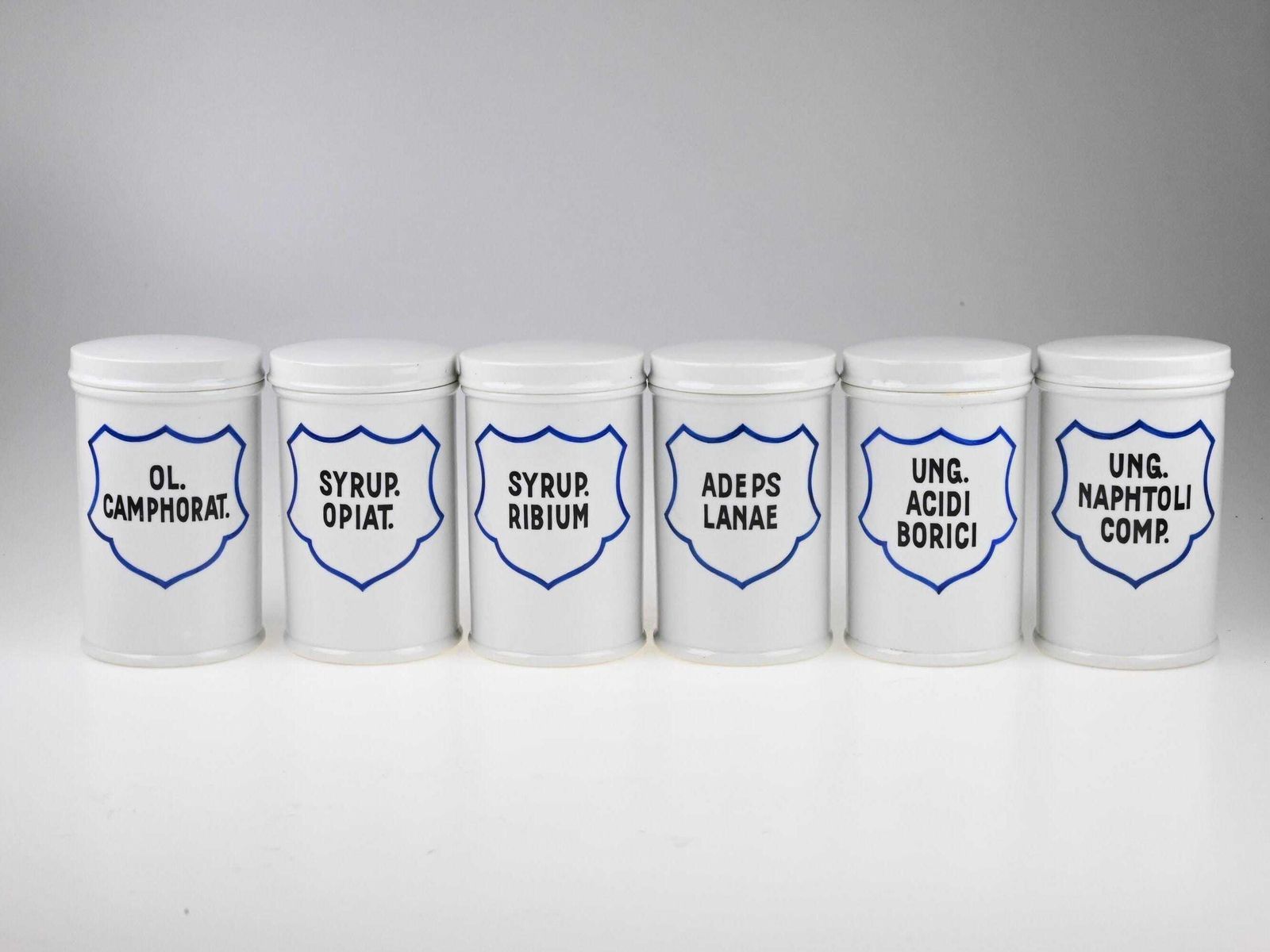 Antique Medical Porcelain Jars With Lids, Antique Pharmacy Container, Antique Pharmacy Container, Porcelain Pharmacy Jar, Set Of 6 Jars