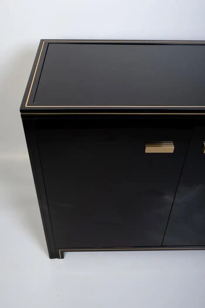 1970's French Black Lacquered Cabinet photo Furniture