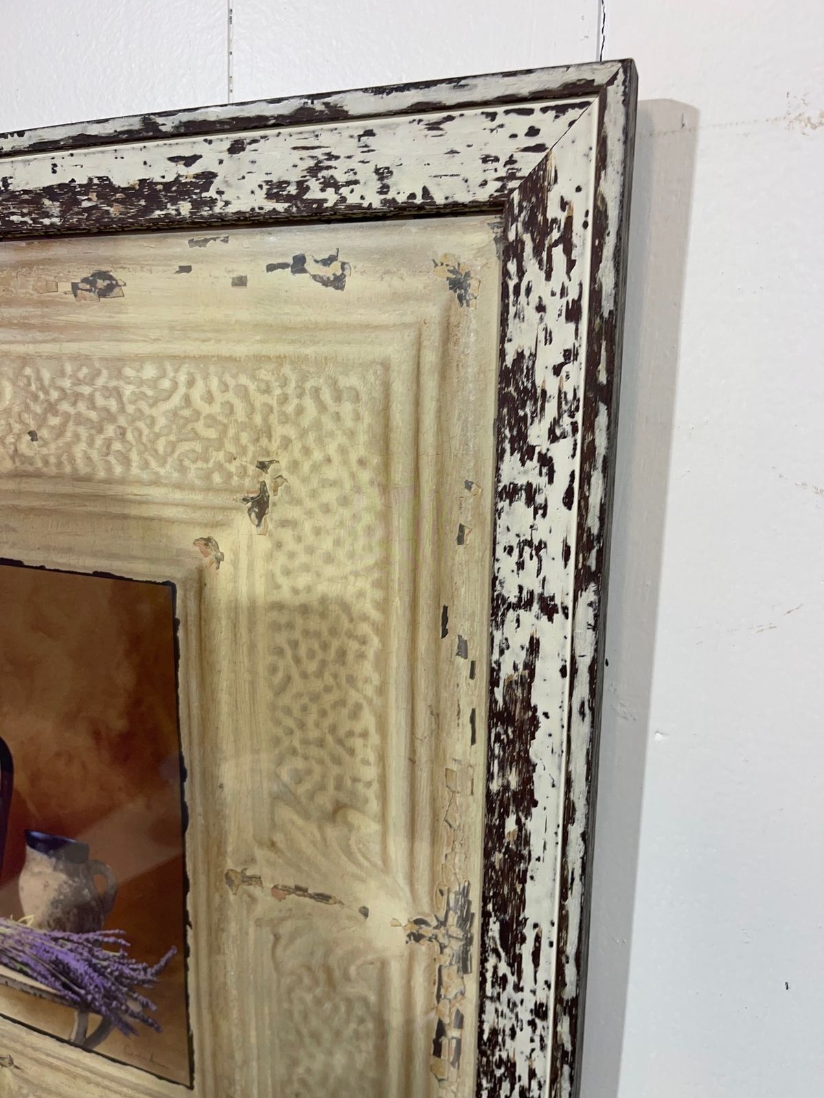 Mid Century Distressed Wooden Picture Frame With Artisan Print photo furniture