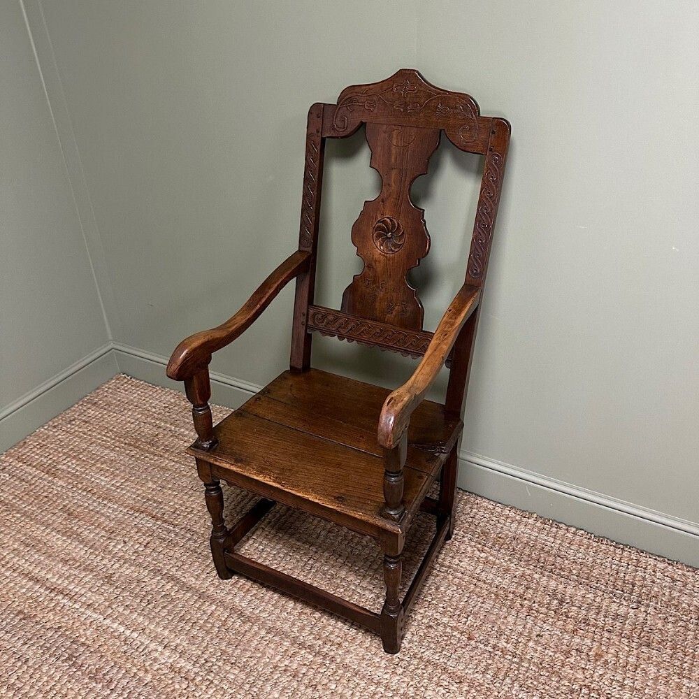 Period Oak Georgian Antique Country Chair Dated 1793 photo vinterior