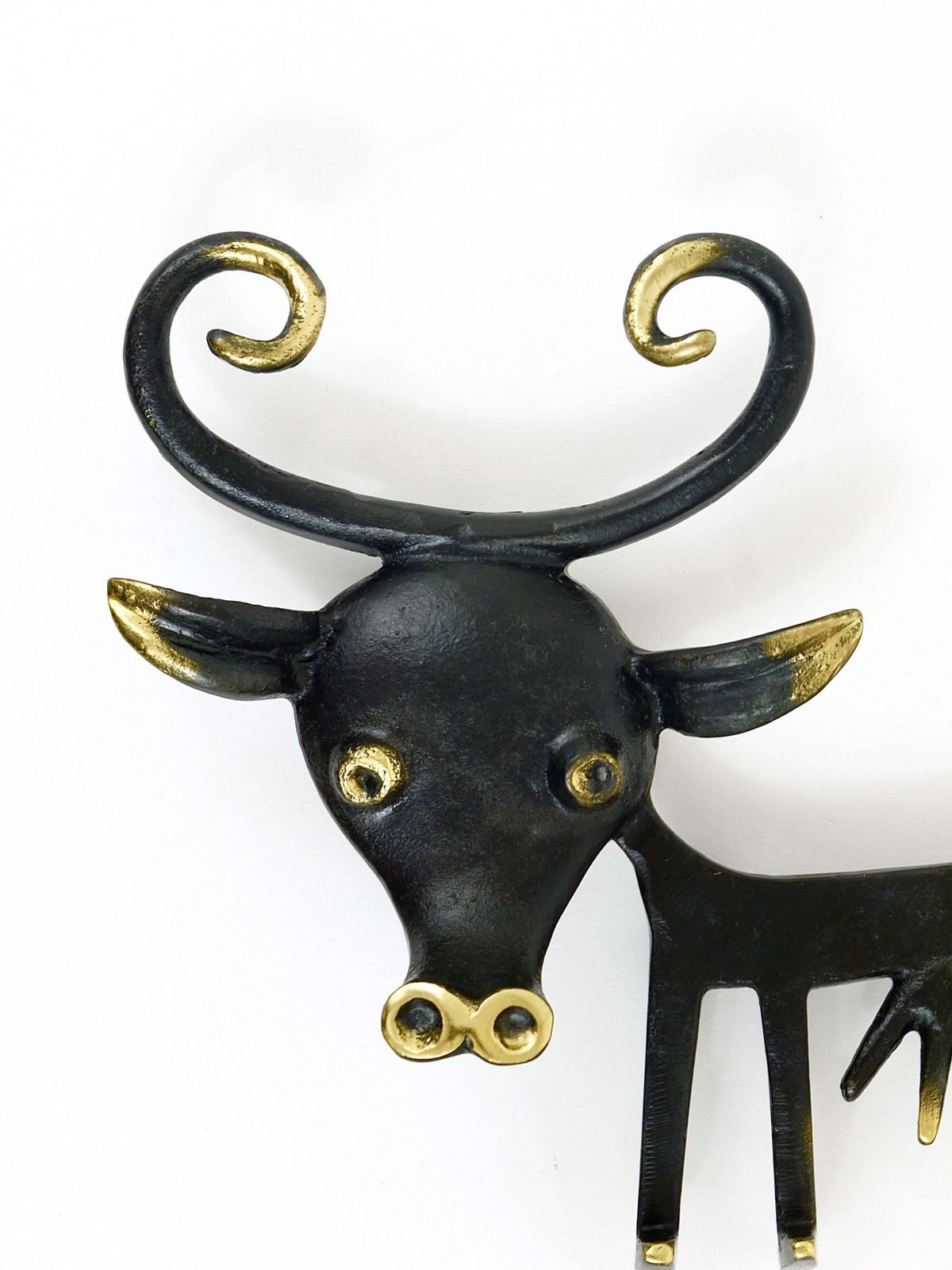 Walter Bosse Cow Sculpture Brass Key Hanger By Herta Baller, Austria, 1950s photo for sale