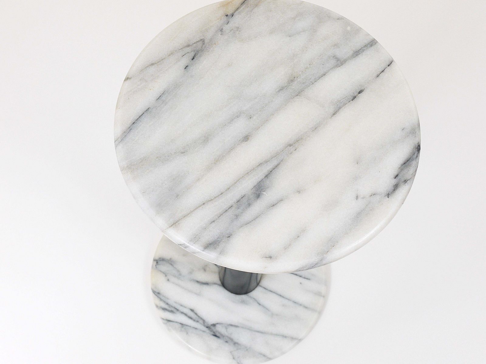 Postmodern White Carrara Marble Flower Stand Pedestal Table, Italy, 1980s photo 879.0