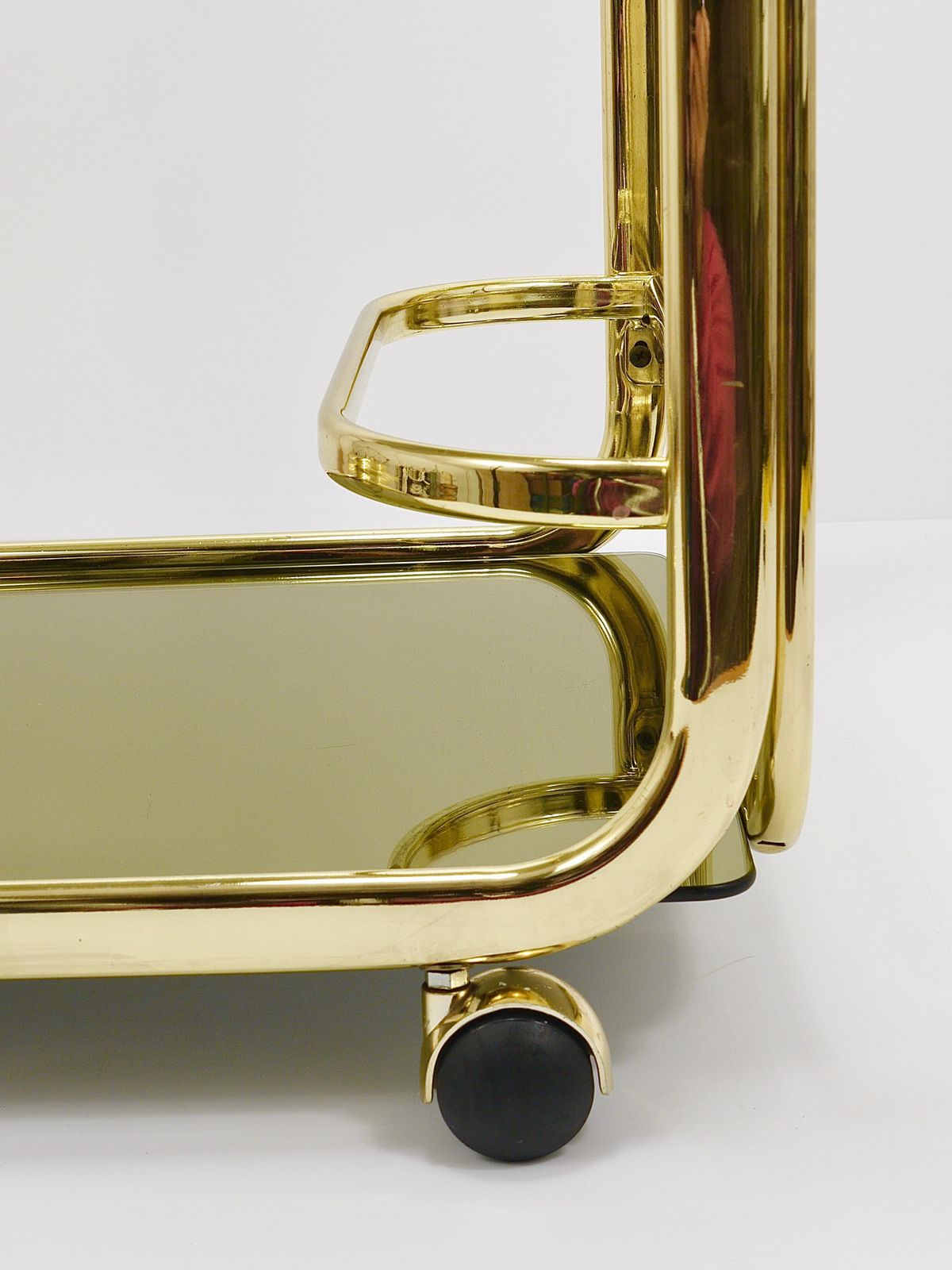 Furniture Golden Morex Italy Hollywood Regency Mirror Bar Cart Drinks Trolley, 1970s photo