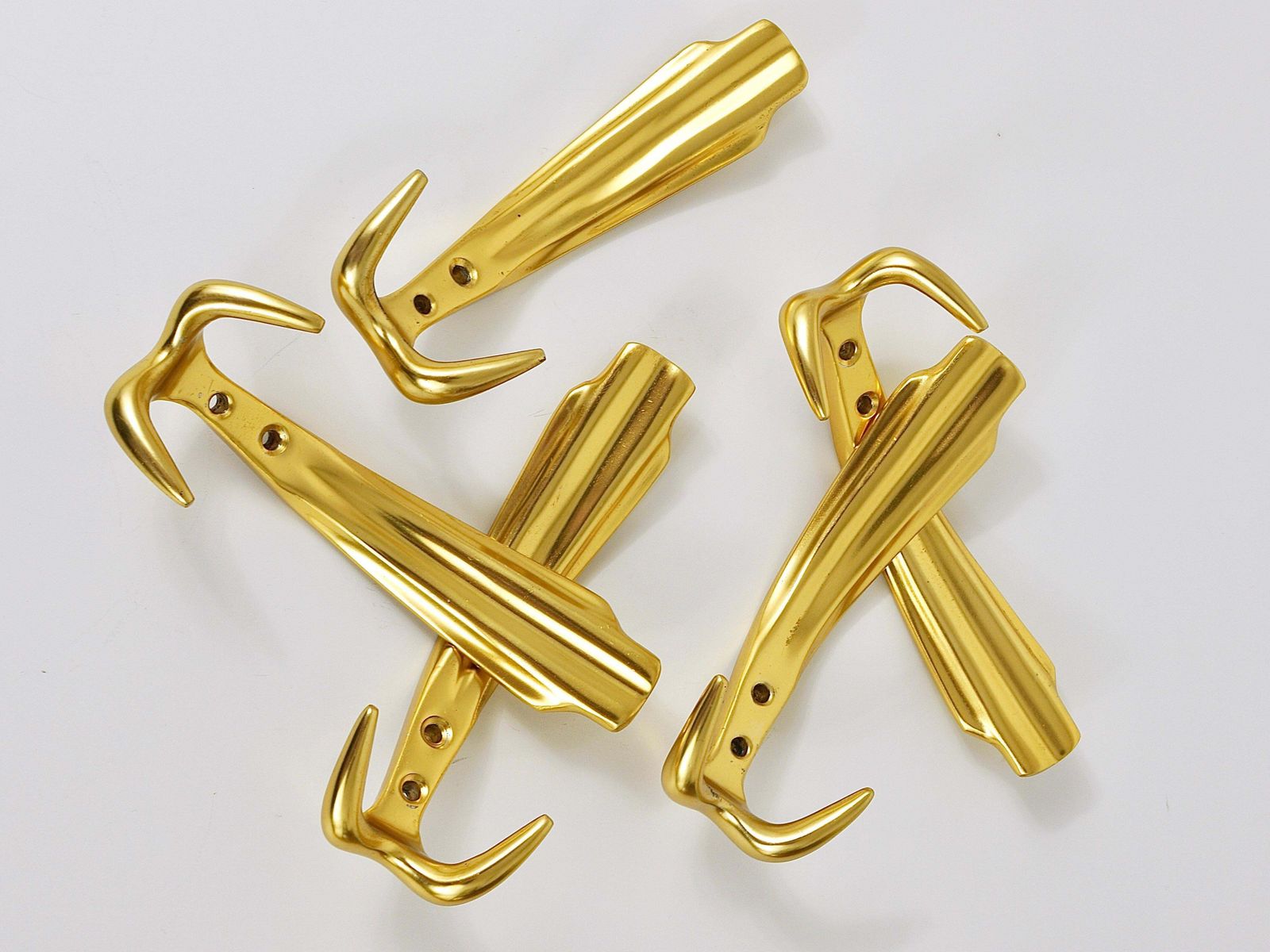 Up To Five Golden Hollywood Regency Wall Coat Hooks, Italy, 1970s photo furniture