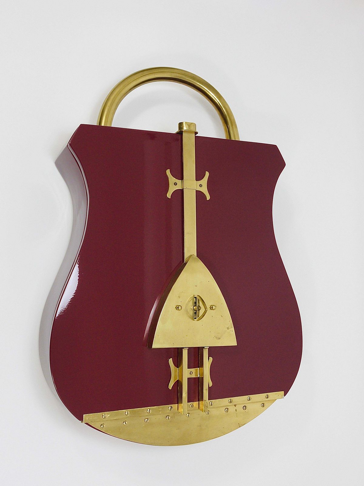 photo for sale Aldo Tura Style Padlock Spirits Dry Home Bar Cabinet, Italy, 1970s