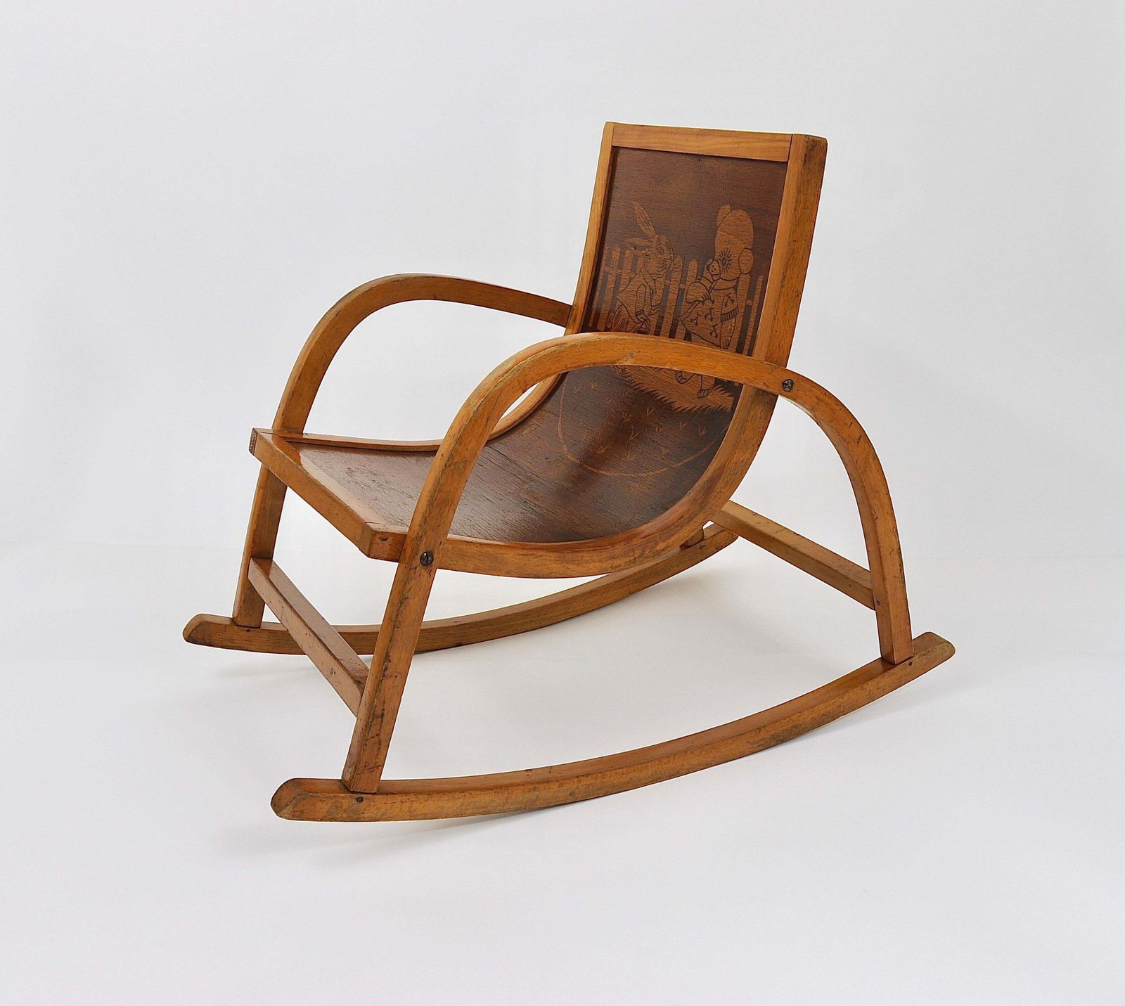 Bauhaus Childrens`bentwood Rocking Chair Brockhage Andrä Era, Germany, 1950s photo buy