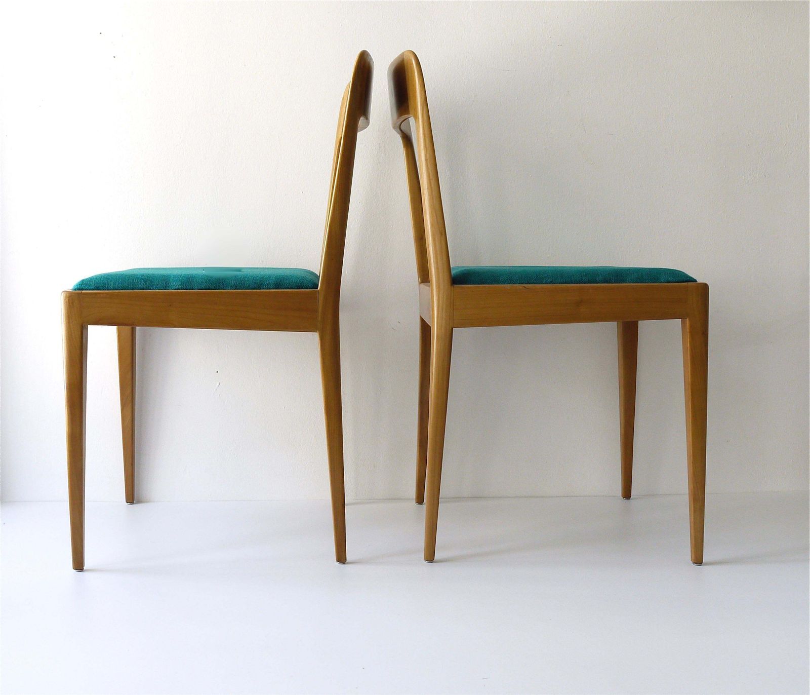 Four Carl Aubock Midcentury Walnut Chairs A7, Vienna, Austria, 1950s photo vinterior