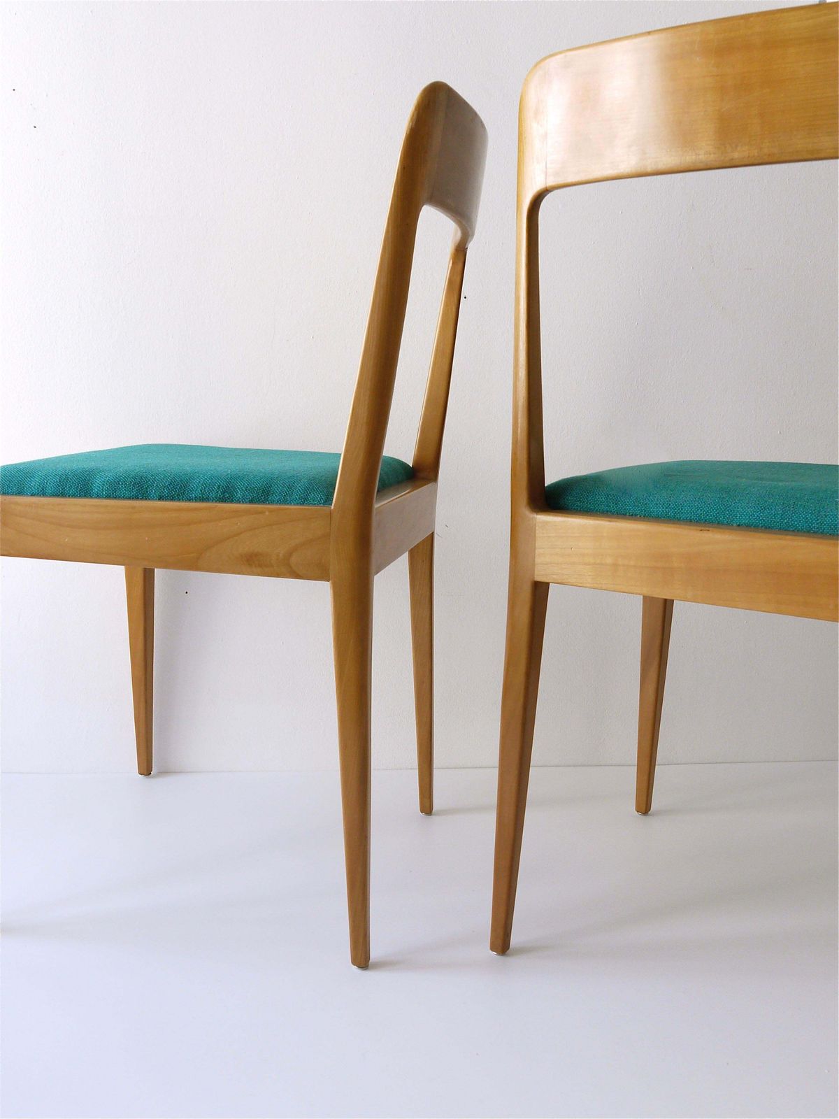Four Carl Aubock Midcentury Walnut Chairs A7, Vienna, Austria, 1950s photo vintage