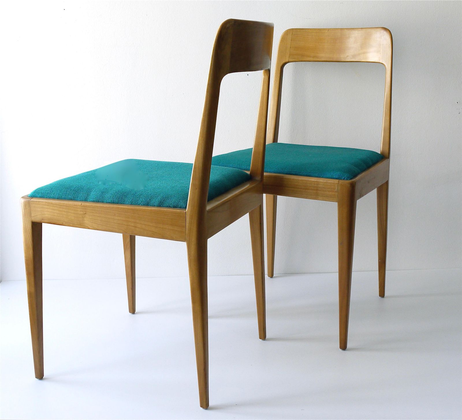 photo buy Four Carl Aubock Midcentury Walnut Chairs A7, Vienna, Austria, 1950s