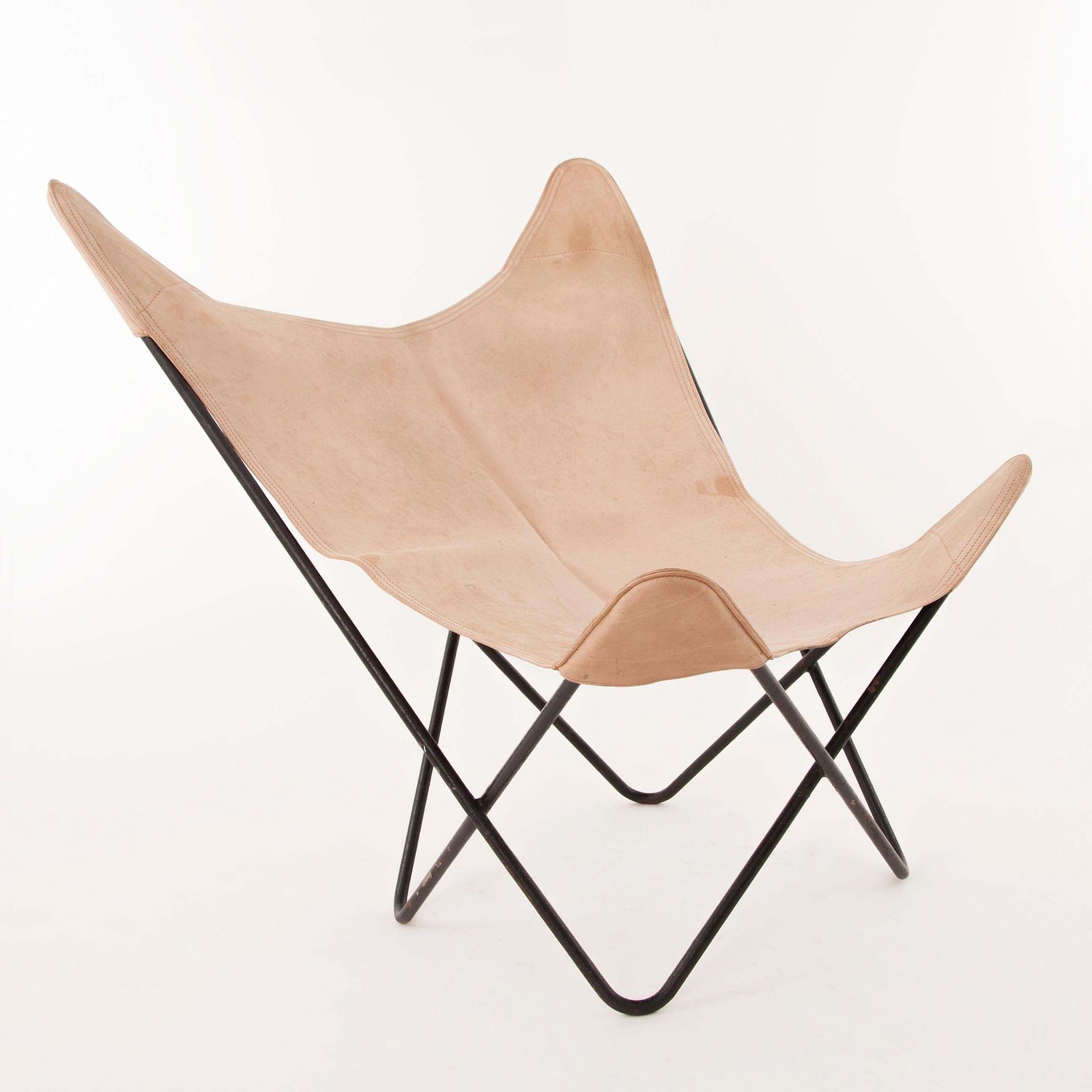 photo vinterior Four Carl Aubock Butterly Fledermaus Suede Leather Chairs, Vienna, 1960s