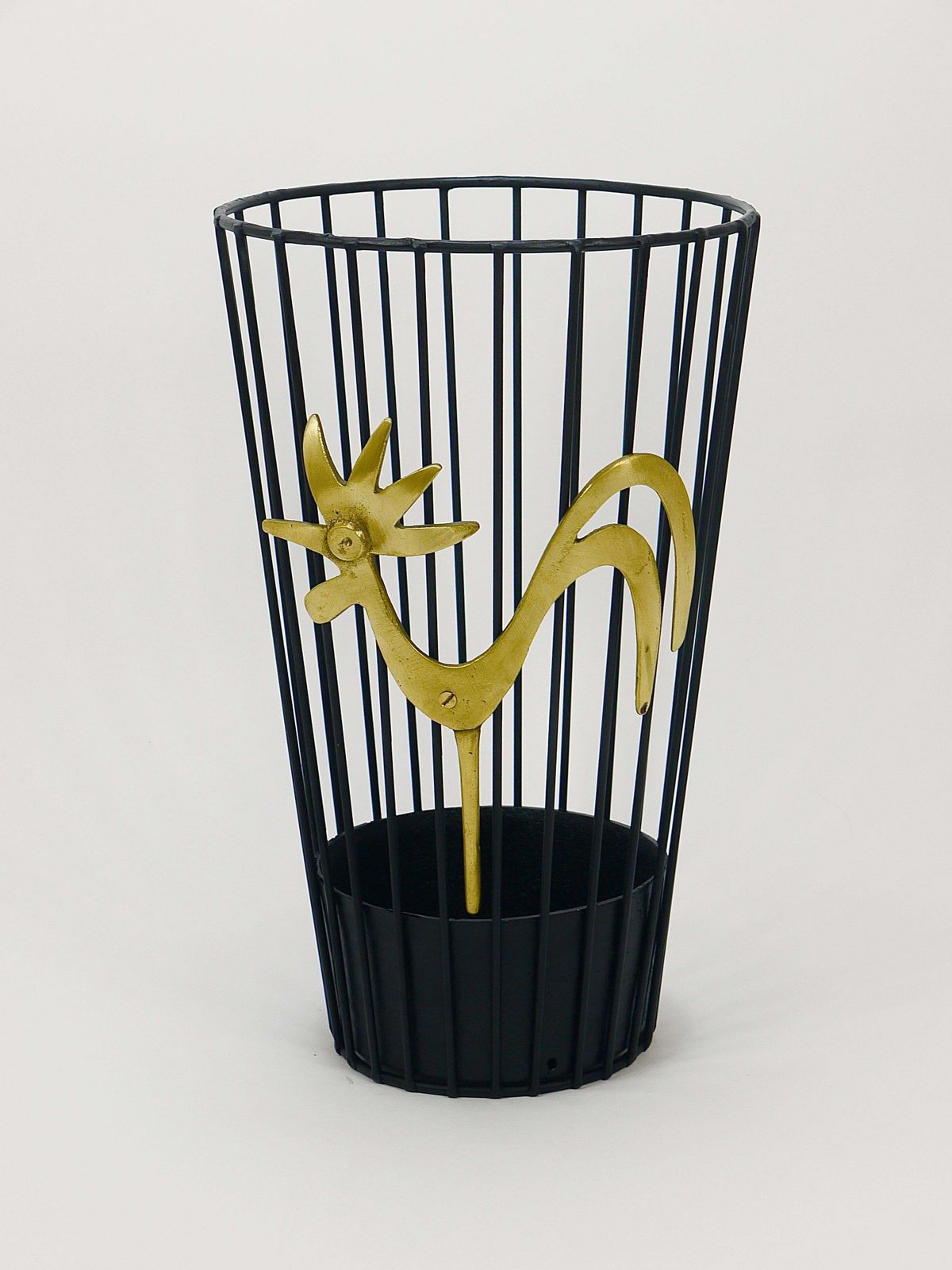 Walter Bosse Brass Rooster Mid Century Umbrella Stand For Herta Baller, 1950s photo vinterior