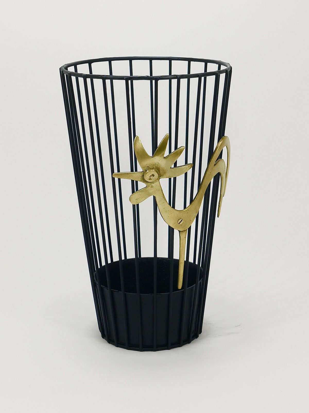 Walter Bosse Brass Rooster Mid Century Umbrella Stand For Herta Baller, 1950s photo buy