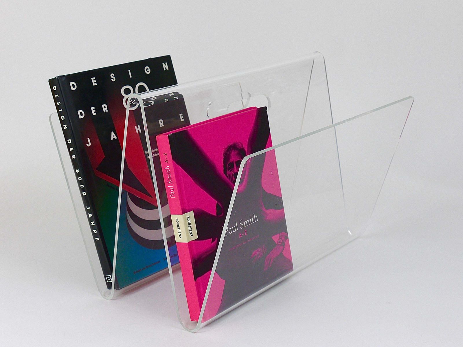 photo for sale Postmodern Lucite Zigzag News Rack Magazine Stand, Italy, 1980s