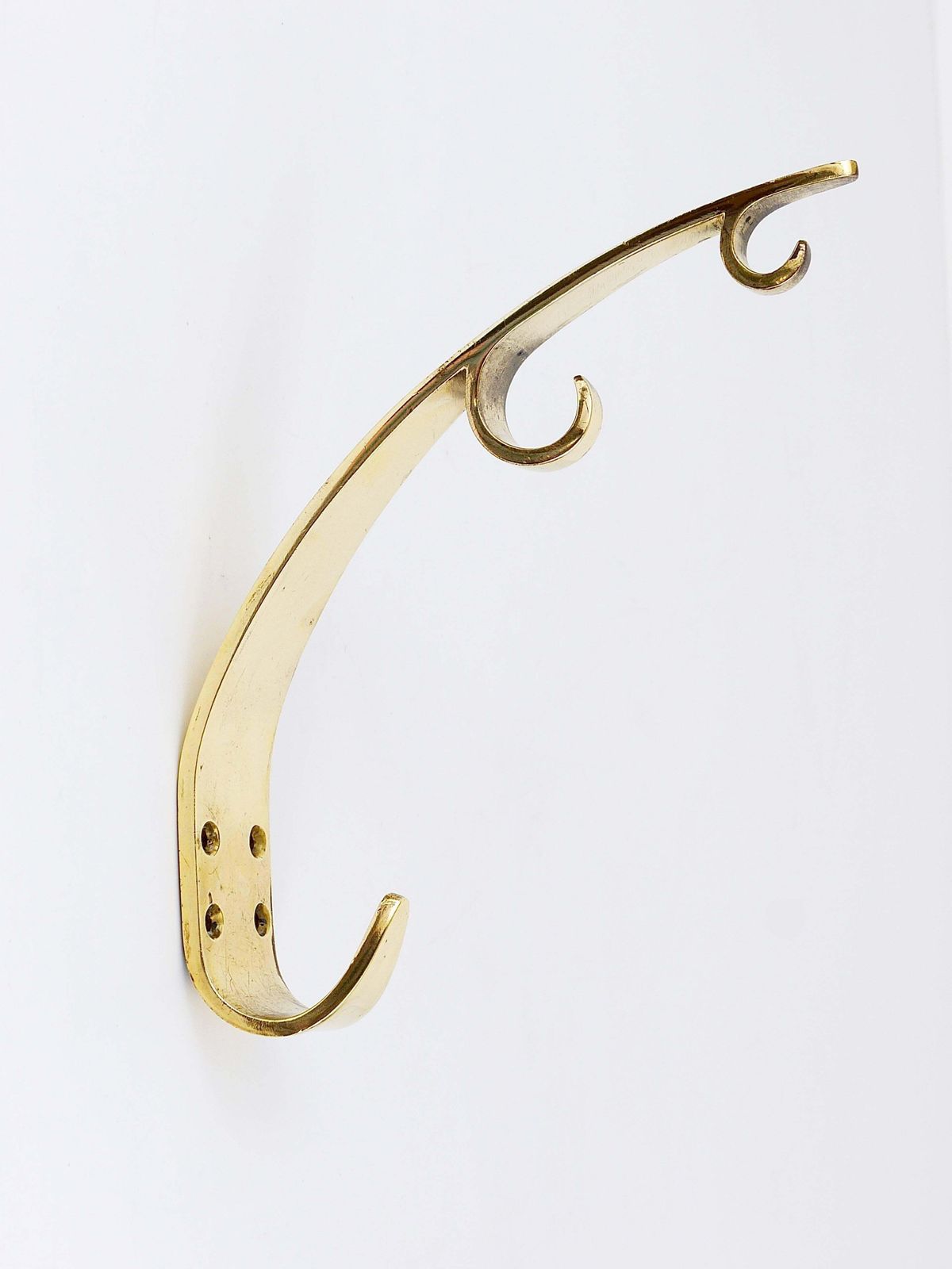 Two Large Mid Century Brass Wall Coat Hooks, Herta Baller Vienna, Austria, 1950s photo Furniture