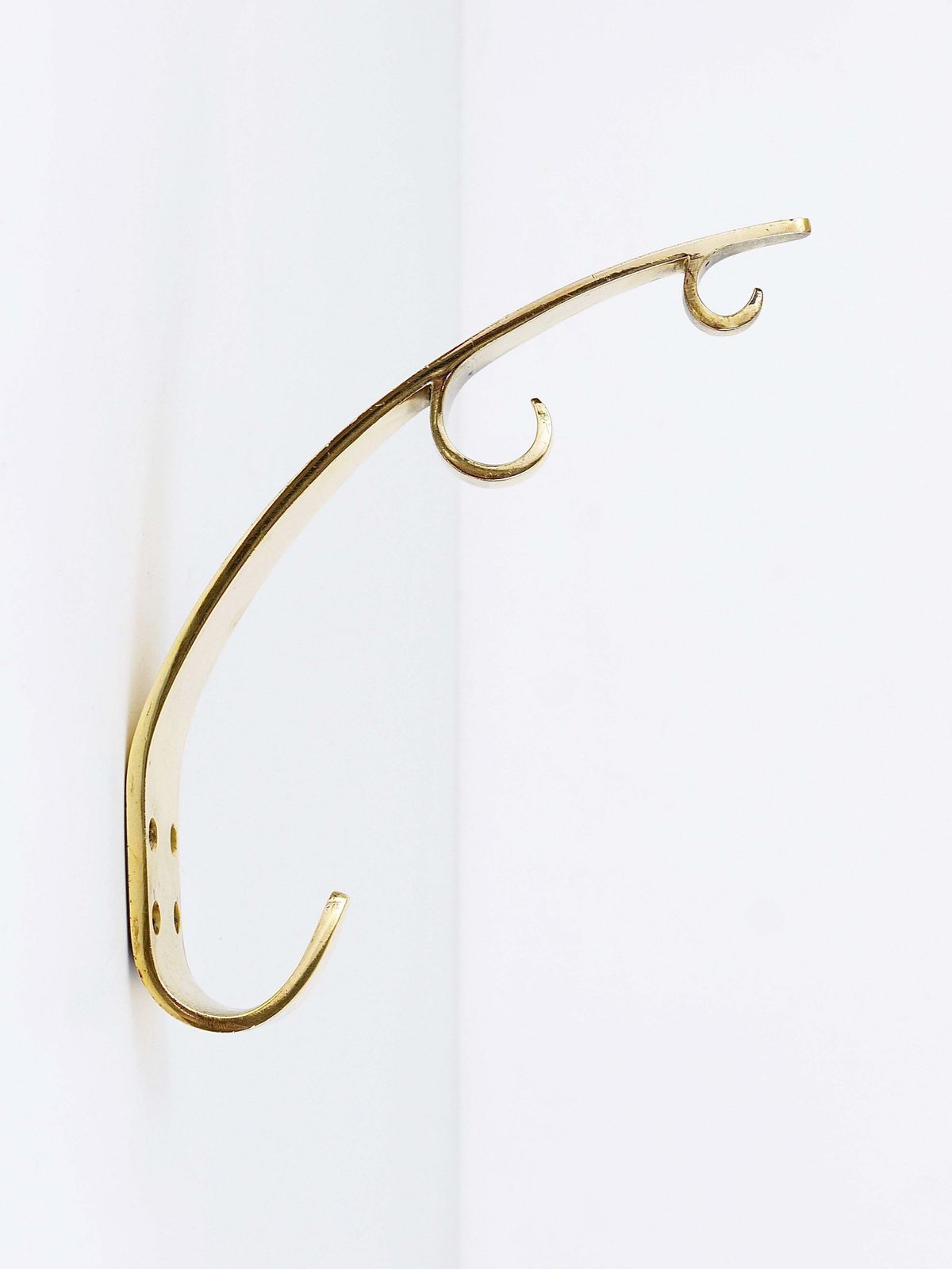 Two Large Mid Century Brass Wall Coat Hooks, Herta Baller Vienna, Austria, 1950s photo 524.0