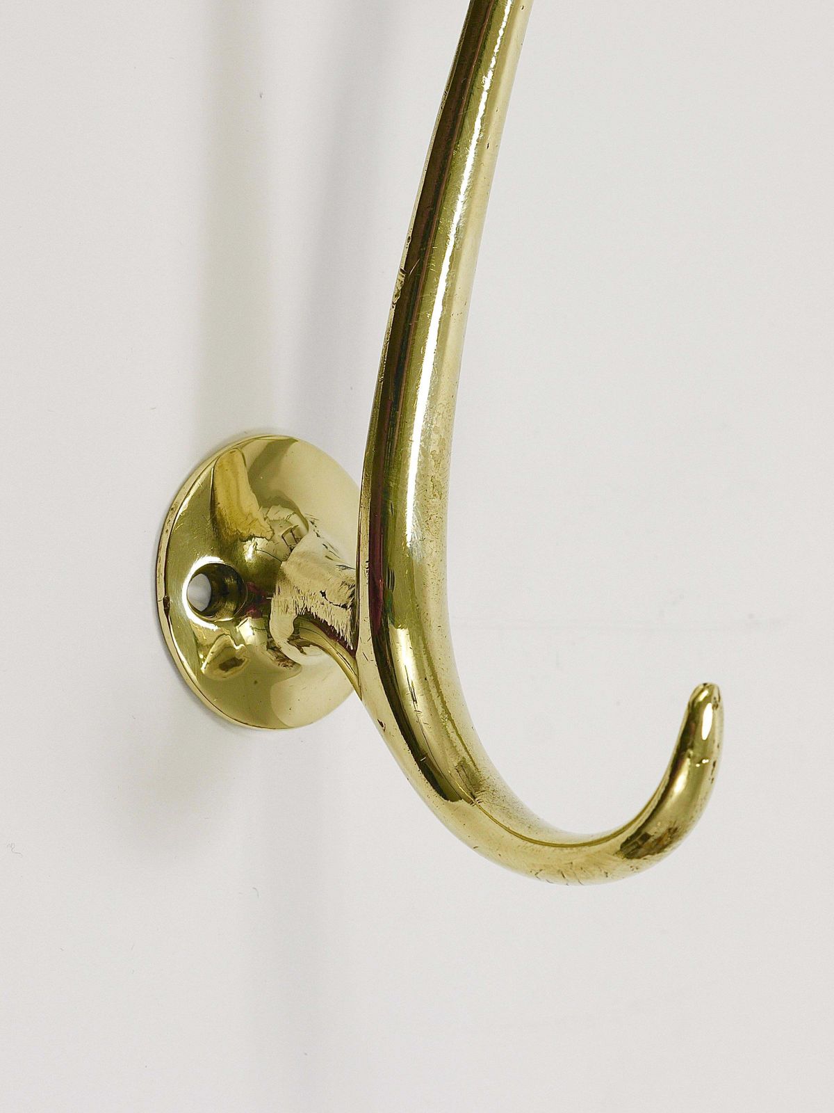 Two Franz Hagenauer Vienna Mid Century Curved Brass Wall Coat Hooks, 1950s photo 766.0