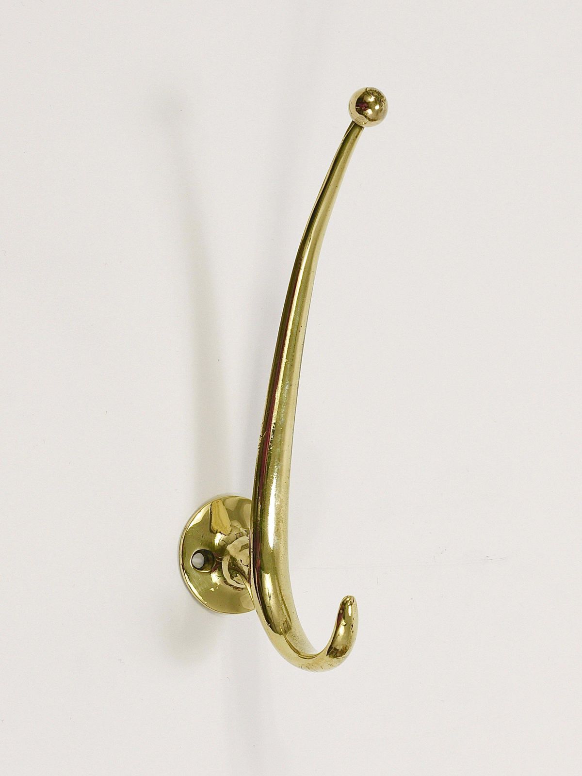 Two Franz Hagenauer Vienna Mid Century Curved Brass Wall Coat Hooks, 1950s photo buy