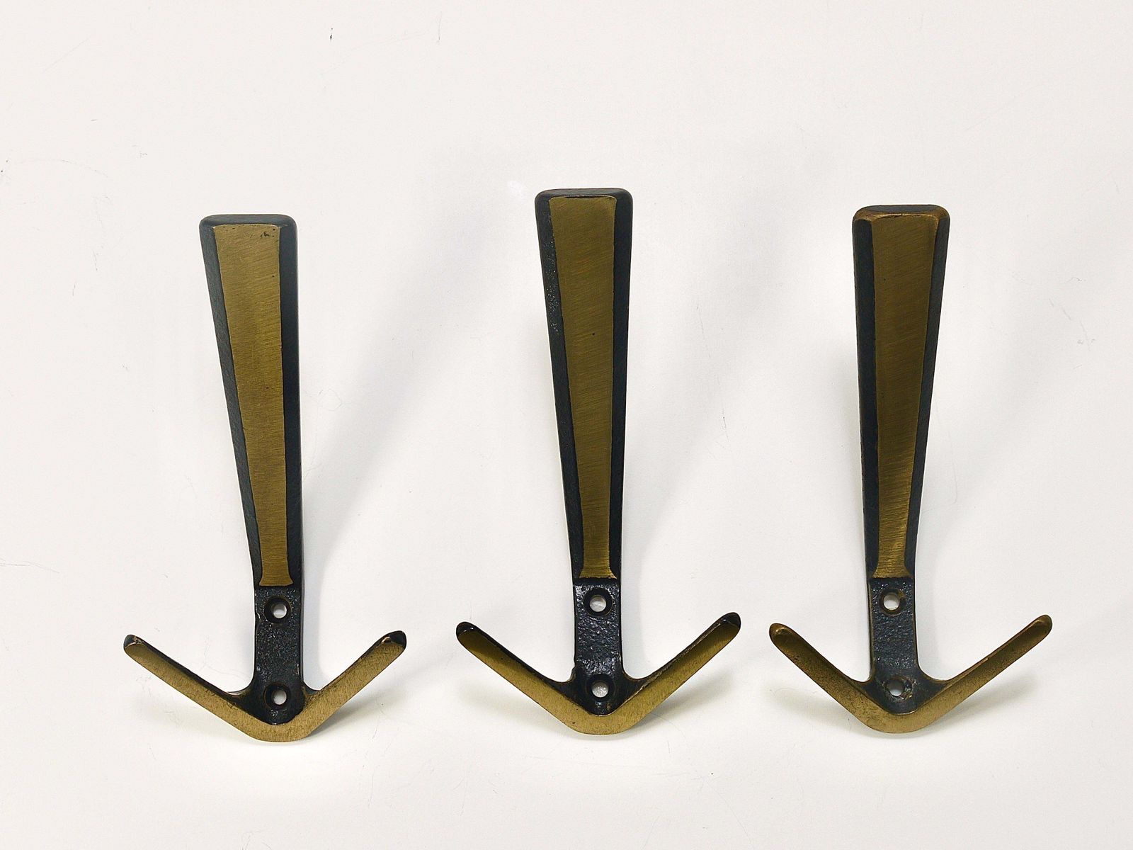 photo for sale 22x Midcentury Brass Double Wall Hook By Herta Baller, Vienna, Austria, 1950s