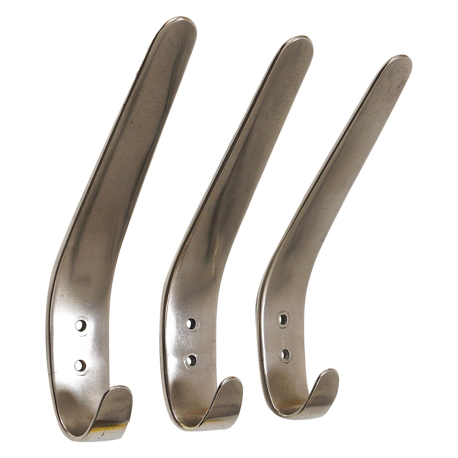 2x Vintage Carl Auböck II Nickel Plated Brass Wall Hooks, Austria, 1950s
