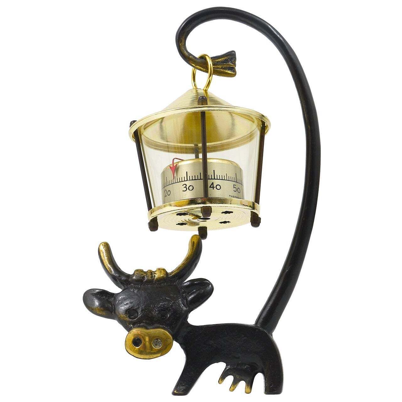 Walter Bosse Cow Figurine Table Thermometer By Herta Baller, Austria, 1950s