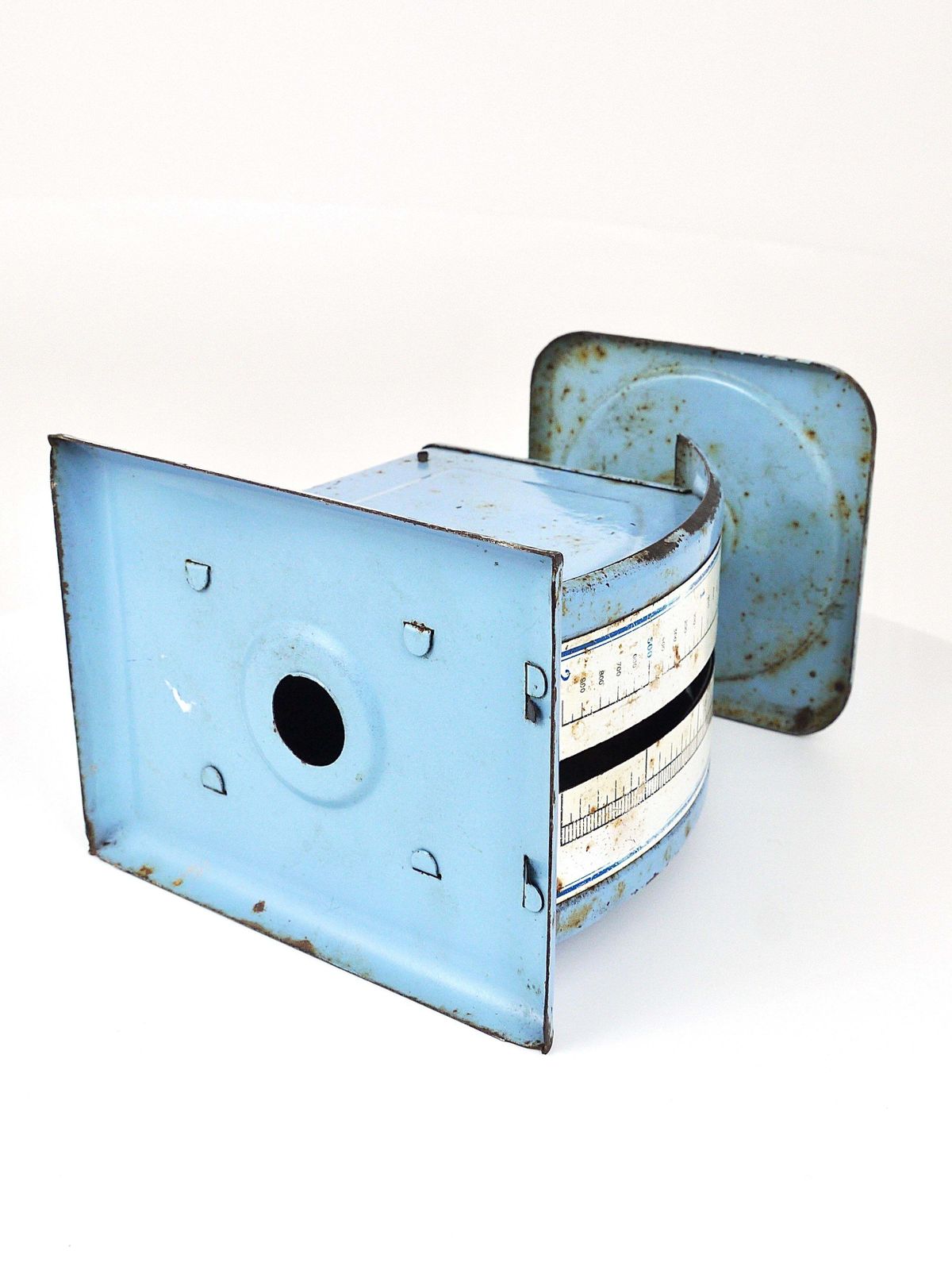 637.0 Decorative Blue Marianne Brandt Avantgarde Bauhaus Letter Scale, 1930s, Germany photo
