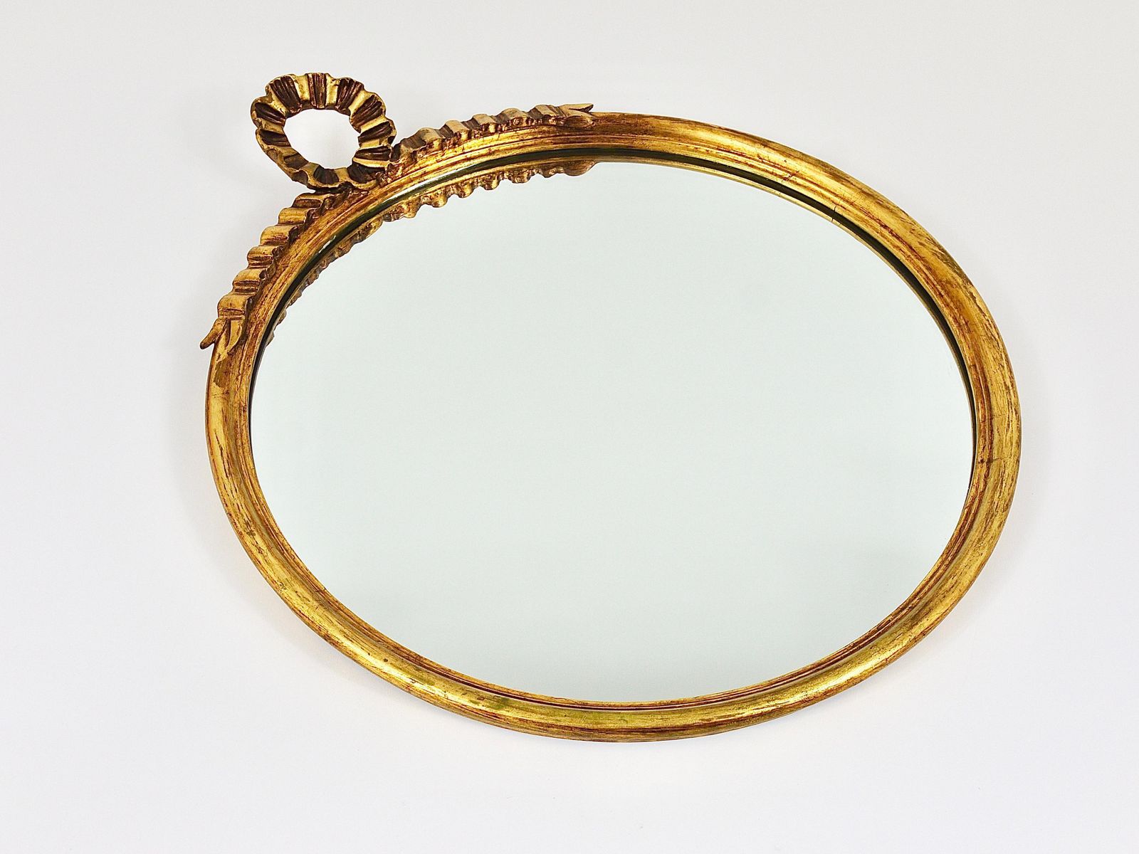 Round Midcentury Gilt Wood Wall Mirror, C. Allodi & G. Subelli, Italy, 1950s photo buy