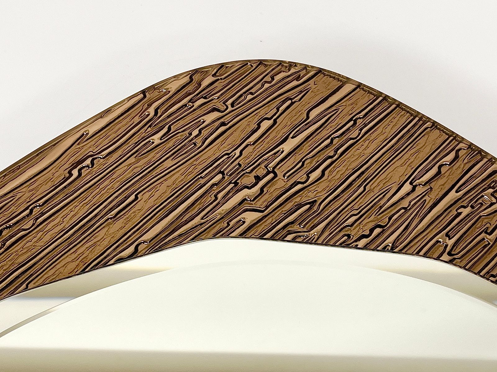 Cristal Arte Bronze Gold Scalloped Textured Midcentury Wall Mirror, Italy, 1960s photo 1532.0