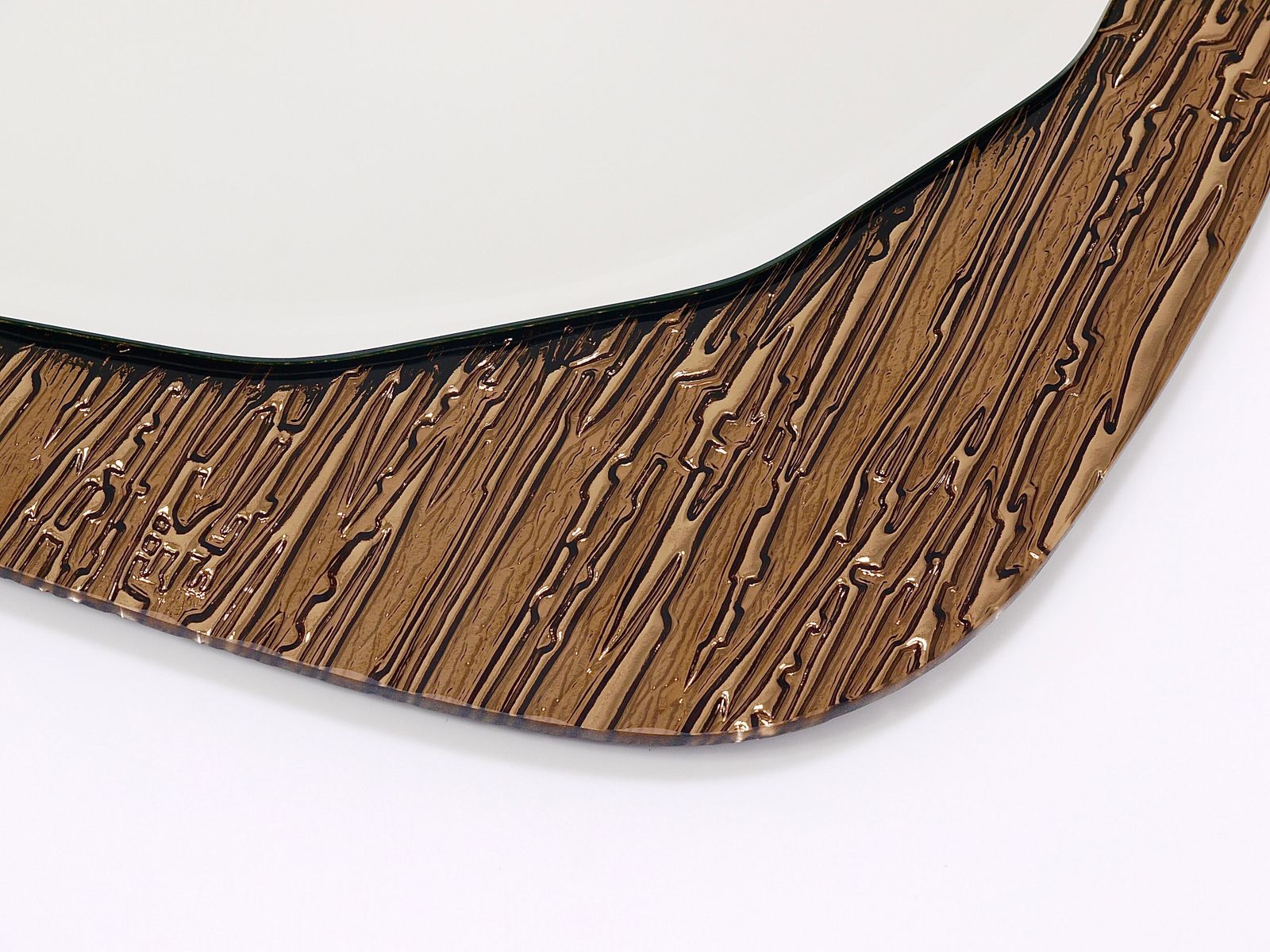 photo furniture Cristal Arte Bronze Gold Scalloped Textured Midcentury Wall Mirror, Italy, 1960s
