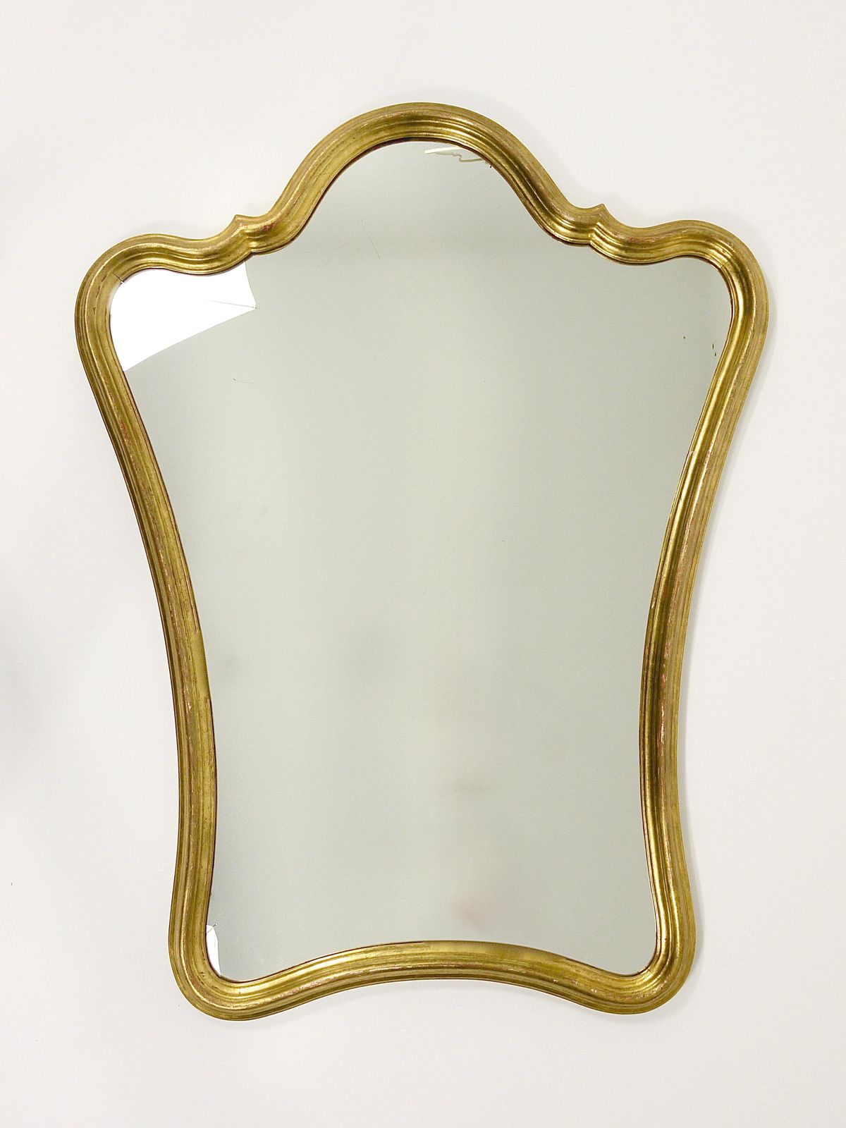 Chelini Firenze Curved Gilt Wood Mid Century Wall Mirror, Italy, 1950s photo Home Decor