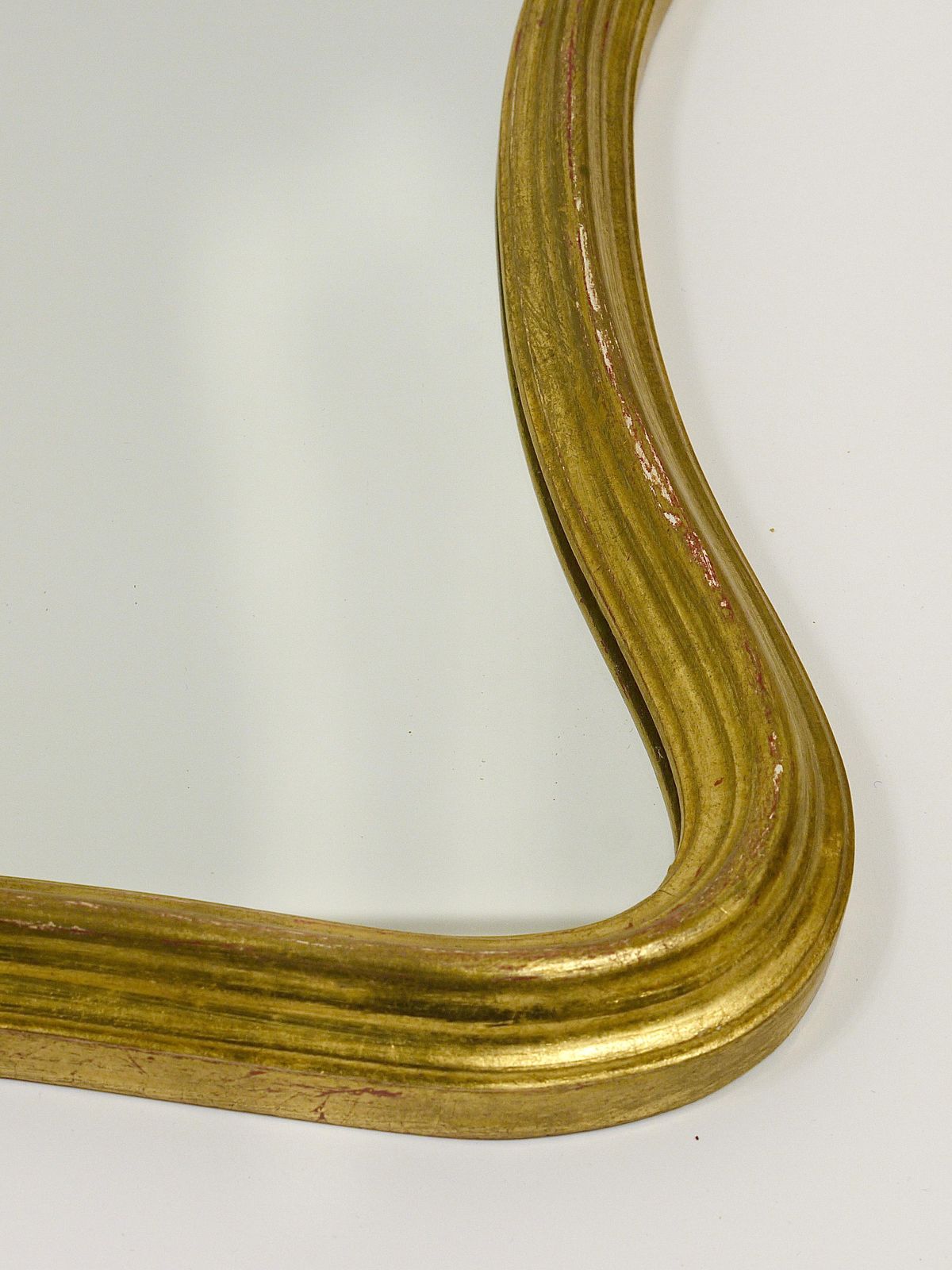 Chelini Firenze Curved Gilt Wood Mid Century Wall Mirror, Italy, 1950s photo vinterior