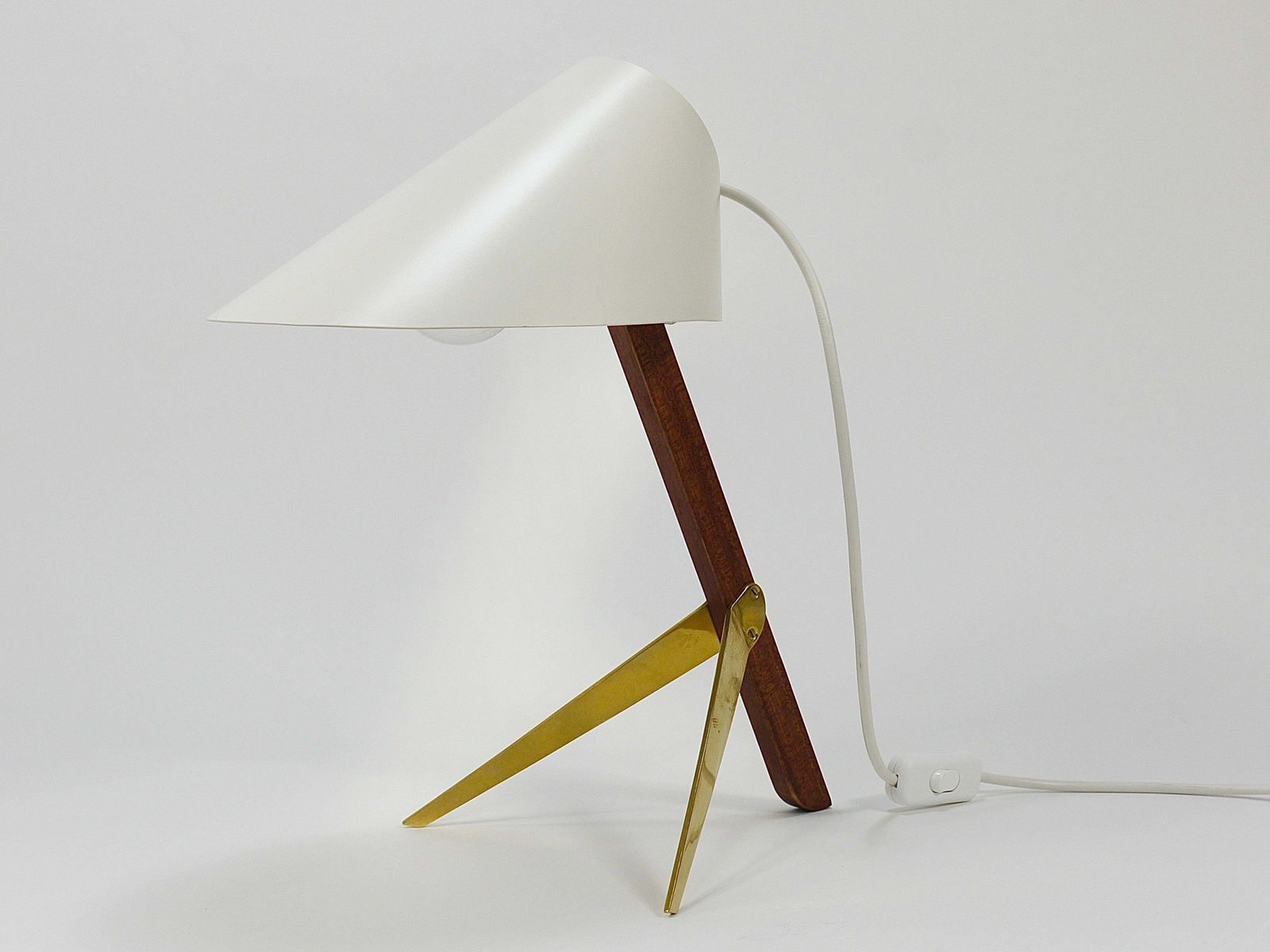 photo furniture Two J.T. Kalmar Vienna  „Billy Tl“ White Mid Century Table Desk Lamps, Austria