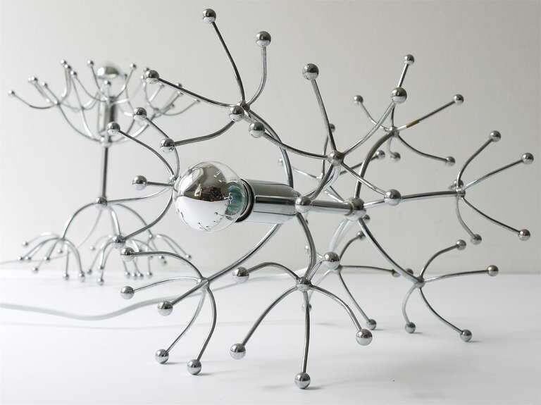 Two Gaetano Sciolari Chrome Sputnik Side Or Table Lamps, Midcentury Italy, 1960s photo buy