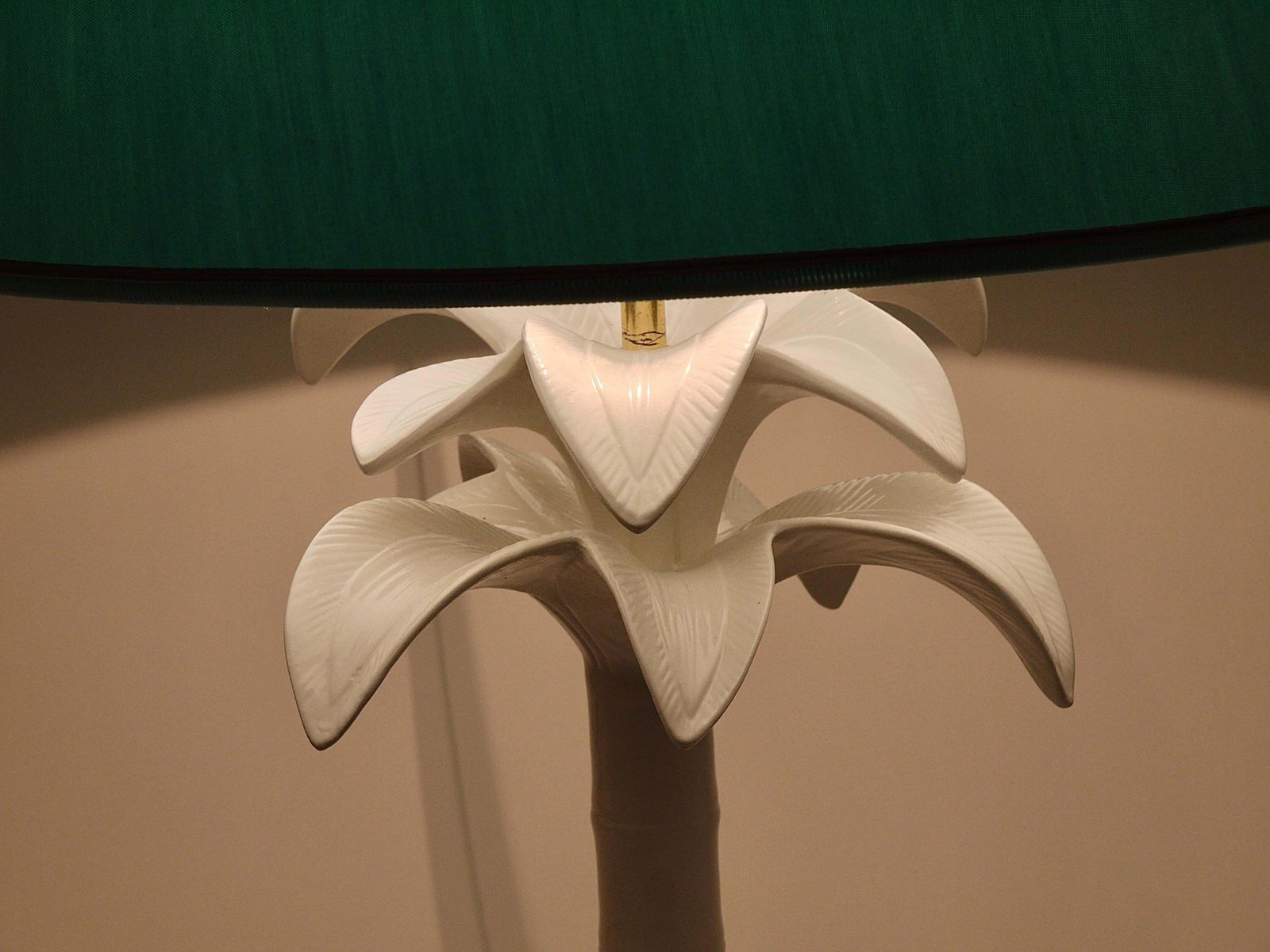 Tommaso Barbi White Palm Tree Faux Bamboo Table Lamp, Italy, 1970s photo Lighting