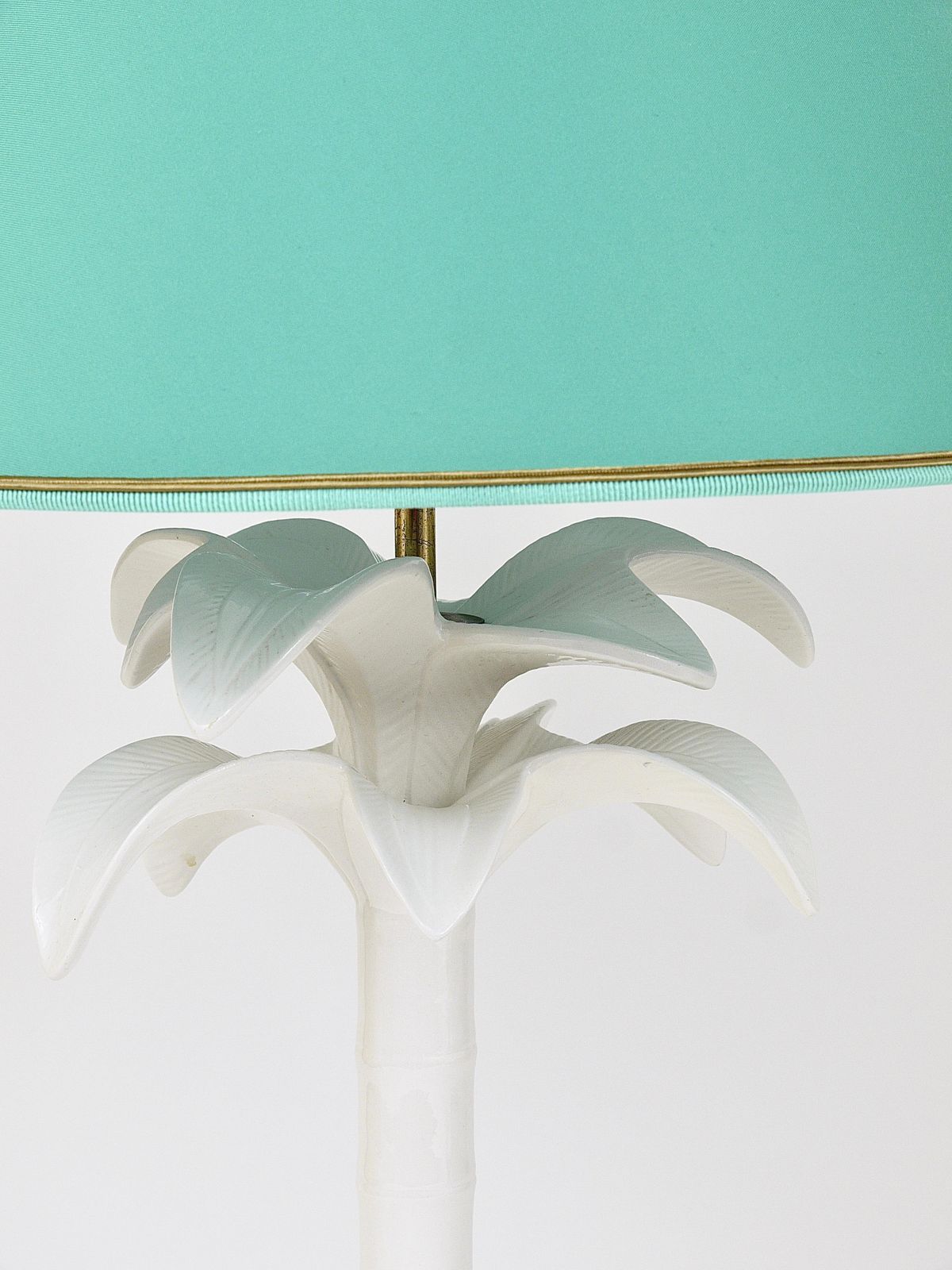 Tommaso Barbi White Palm Tree Faux Bamboo Table Lamp, Italy, 1970s photo 2338.0