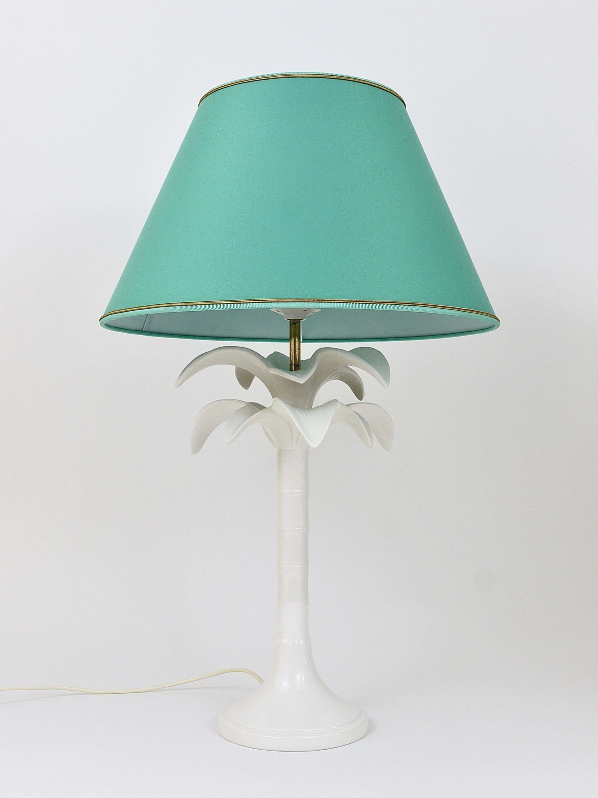 photo furniture Tommaso Barbi White Palm Tree Faux Bamboo Table Lamp, Italy, 1970s
