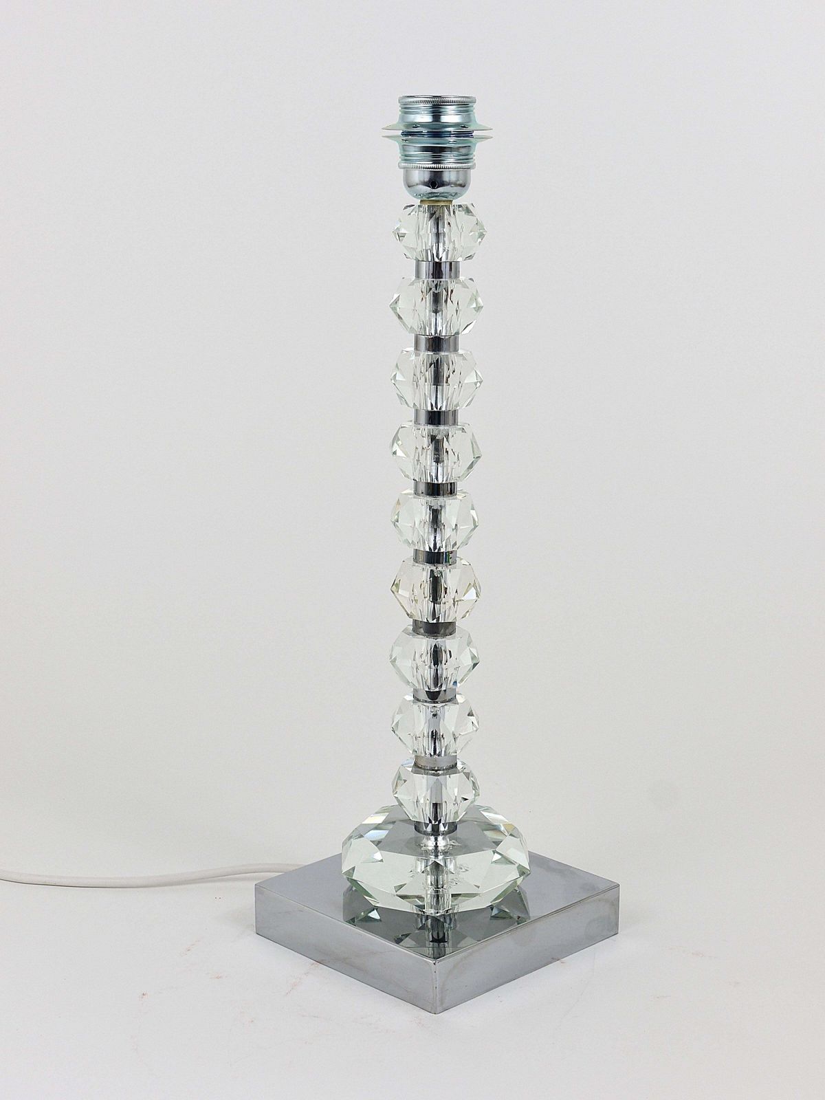 1451.0 Two Bakalowits Table Lamps With Huge Faceted Diamond Crystals, Austria, 1970s photo