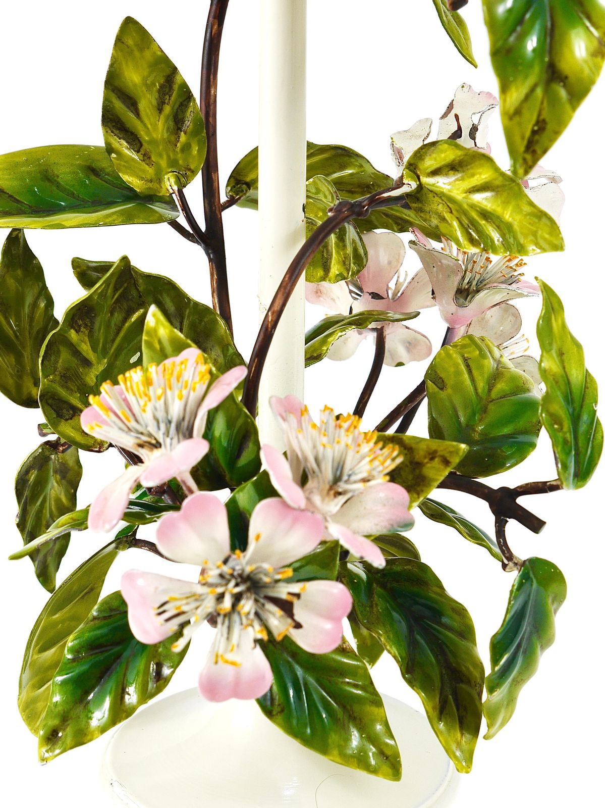 Salvadori Hand Painted Wild Apple Blossom Toleware Table Lamp, Italy, 1950s photo for sale