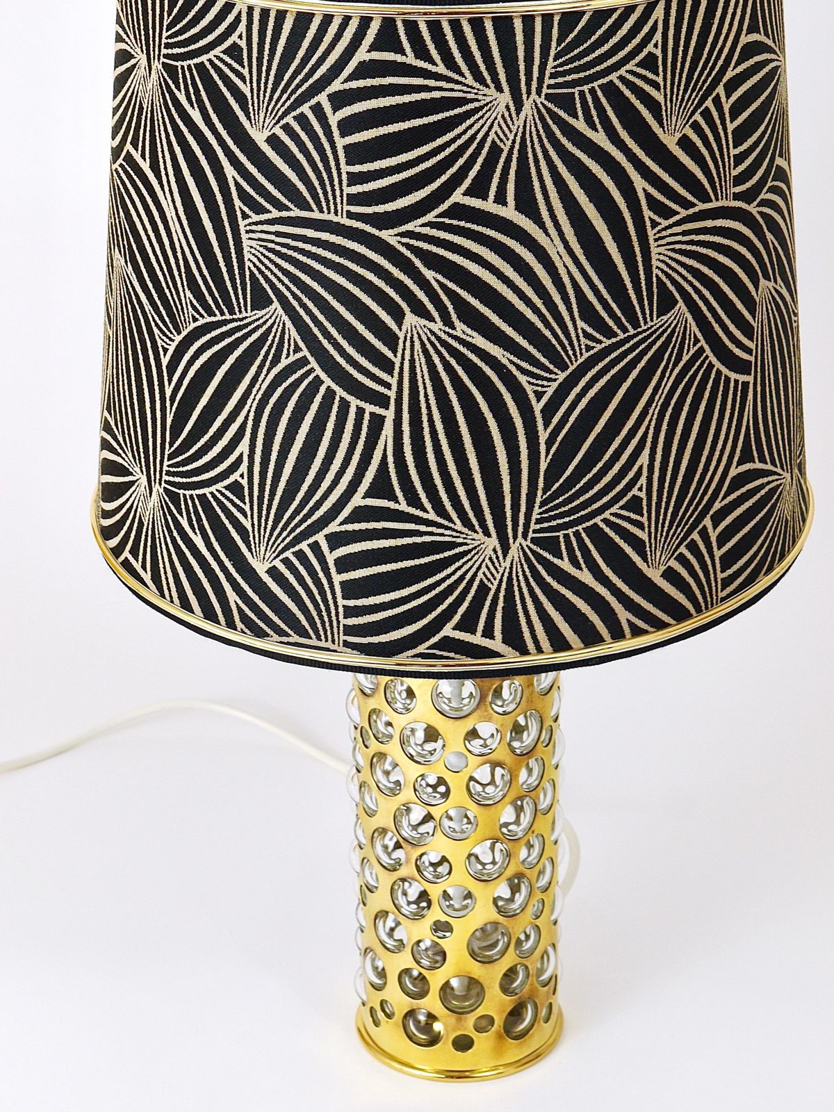 Rupert Nikoll Midcentury Brass Tube Bubble Glass Table Lamp, Austria, 1950s photo Lighting