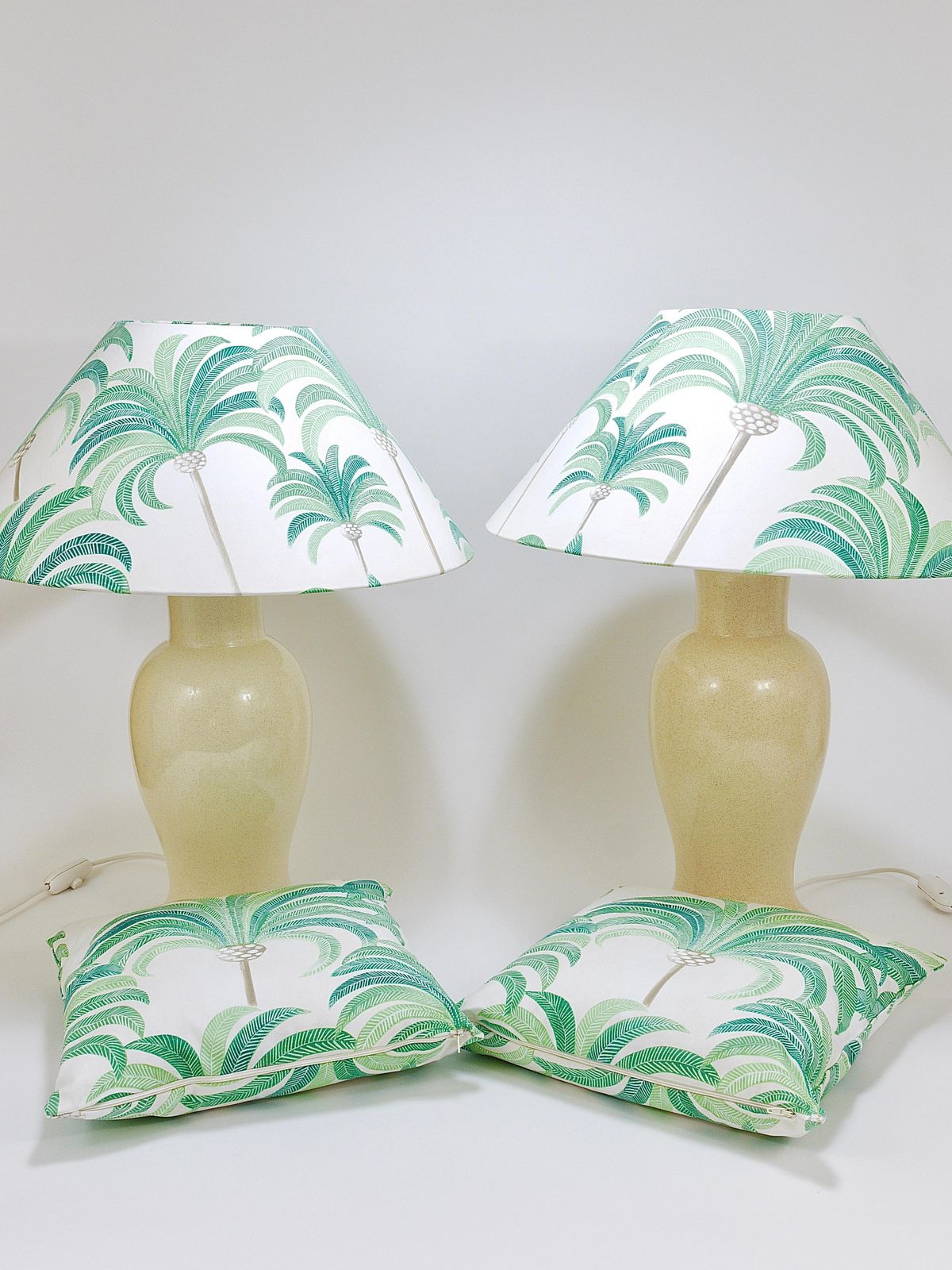 Pair Tommaso Barbi Riviera Palm Tree 1970s Table Lamps With Matching Pillows photo 1773.0