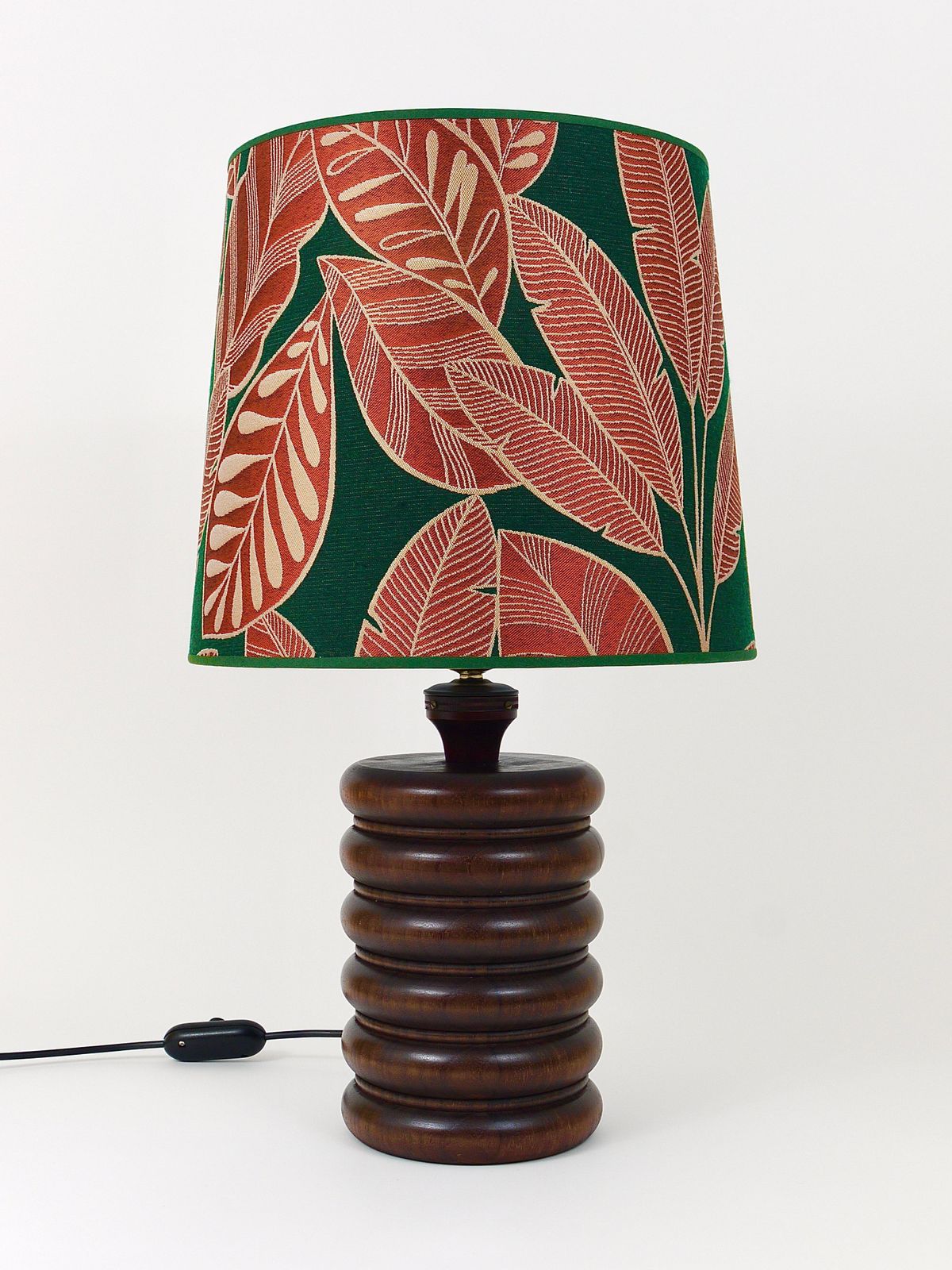 photo for sale Midcentury Table Or Side Lamp, Turned Wood Base, Sweden, 1970s
