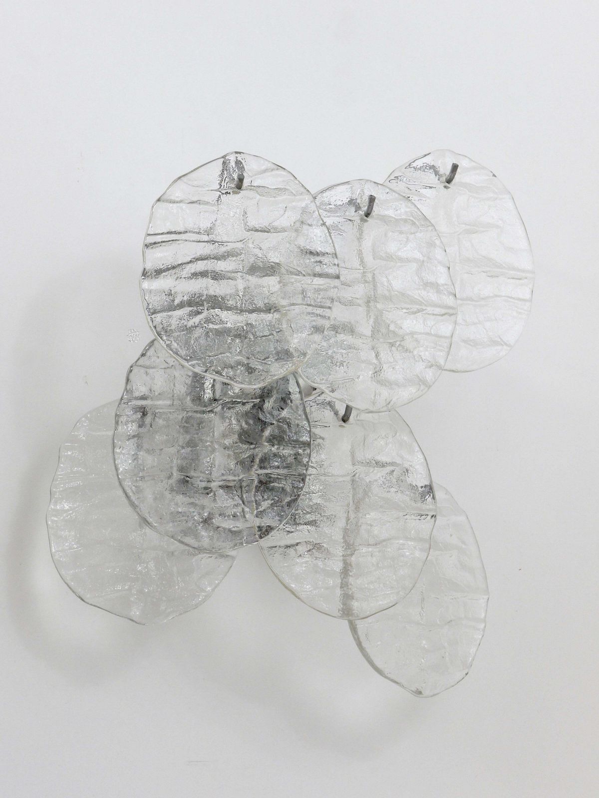 photo furniture Up To Three J.T. Kalmar Blatt Ice Glass Disc Sconces Wall Lights, Austria, 1960s