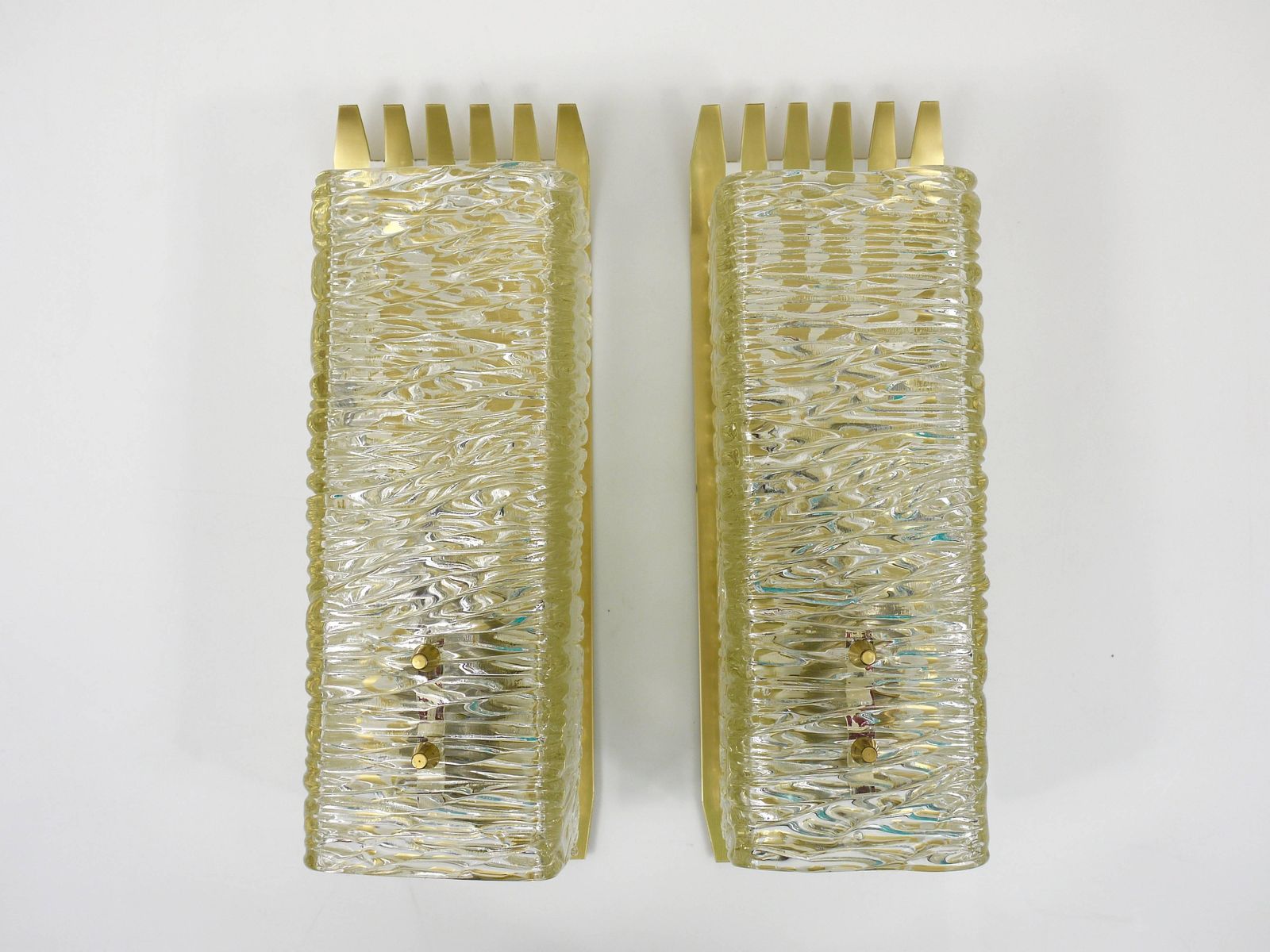 J.T. Kalmar Vienna Pair Of Unusual Brass Glass Sconces, Austria, 1950s photo furniture