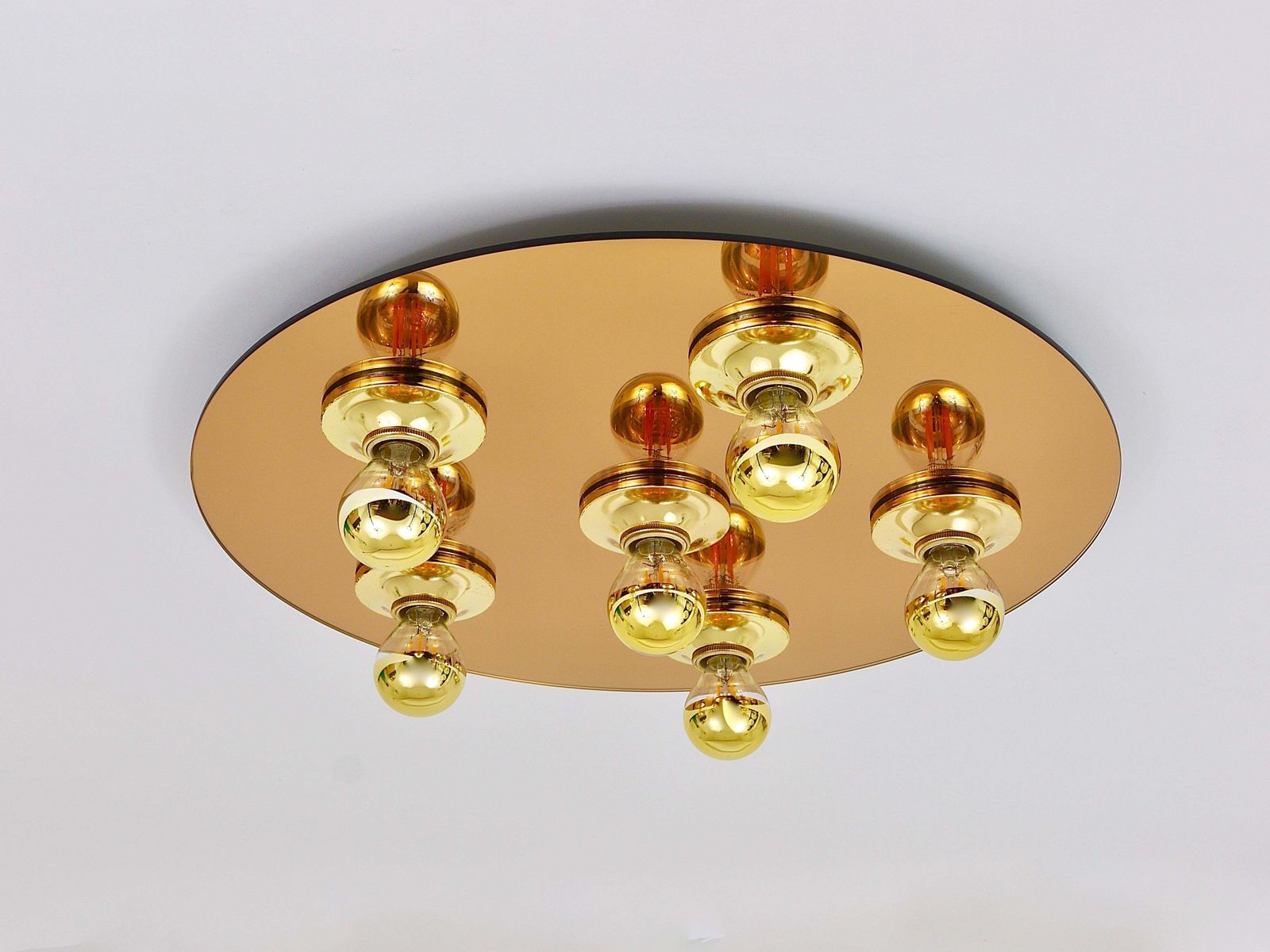 Fontana Arte Style Gold Bronze Mirror Glass Flush Mount Or Sconce, Italy, 1970s photo 1129.0