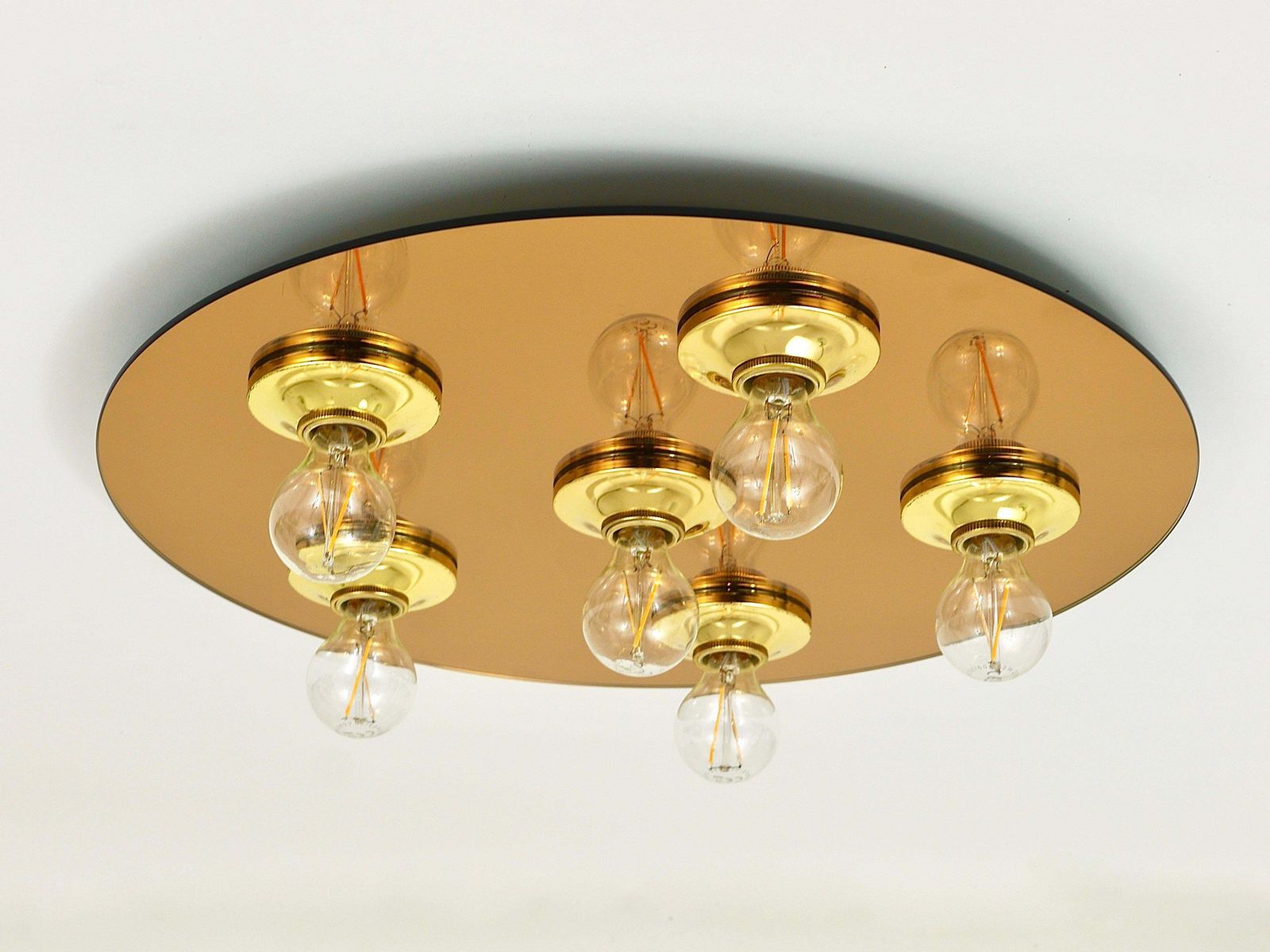photo furniture Fontana Arte Style Gold Bronze Mirror Glass Flush Mount Or Sconce, Italy, 1970s