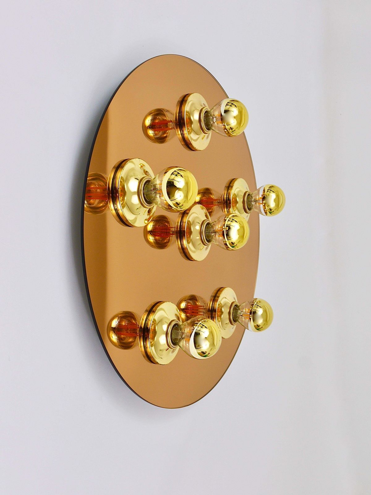 Lighting Fontana Arte Style Gold Bronze Mirror Glass Flush Mount Or Sconce, Italy, 1970s photo
