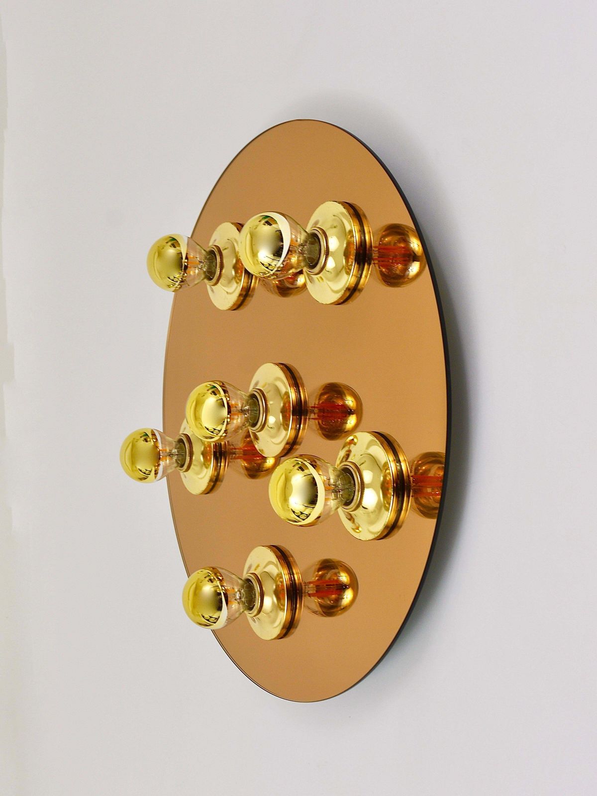 1129.0 Fontana Arte Style Gold Bronze Mirror Glass Flush Mount Or Sconce, Italy, 1970s photo